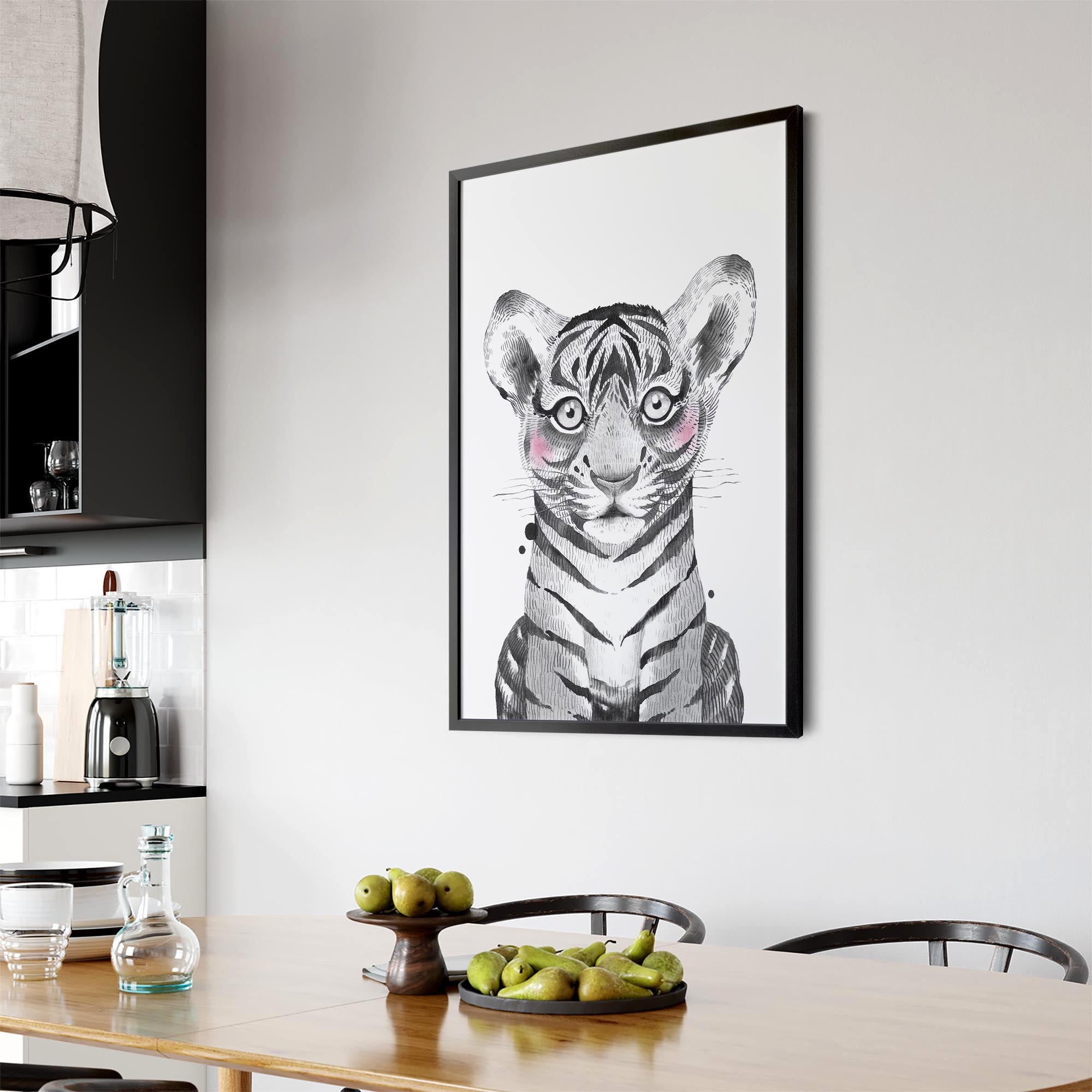 Cute Blushing Baby Tiger Nursery Animal Wall Art