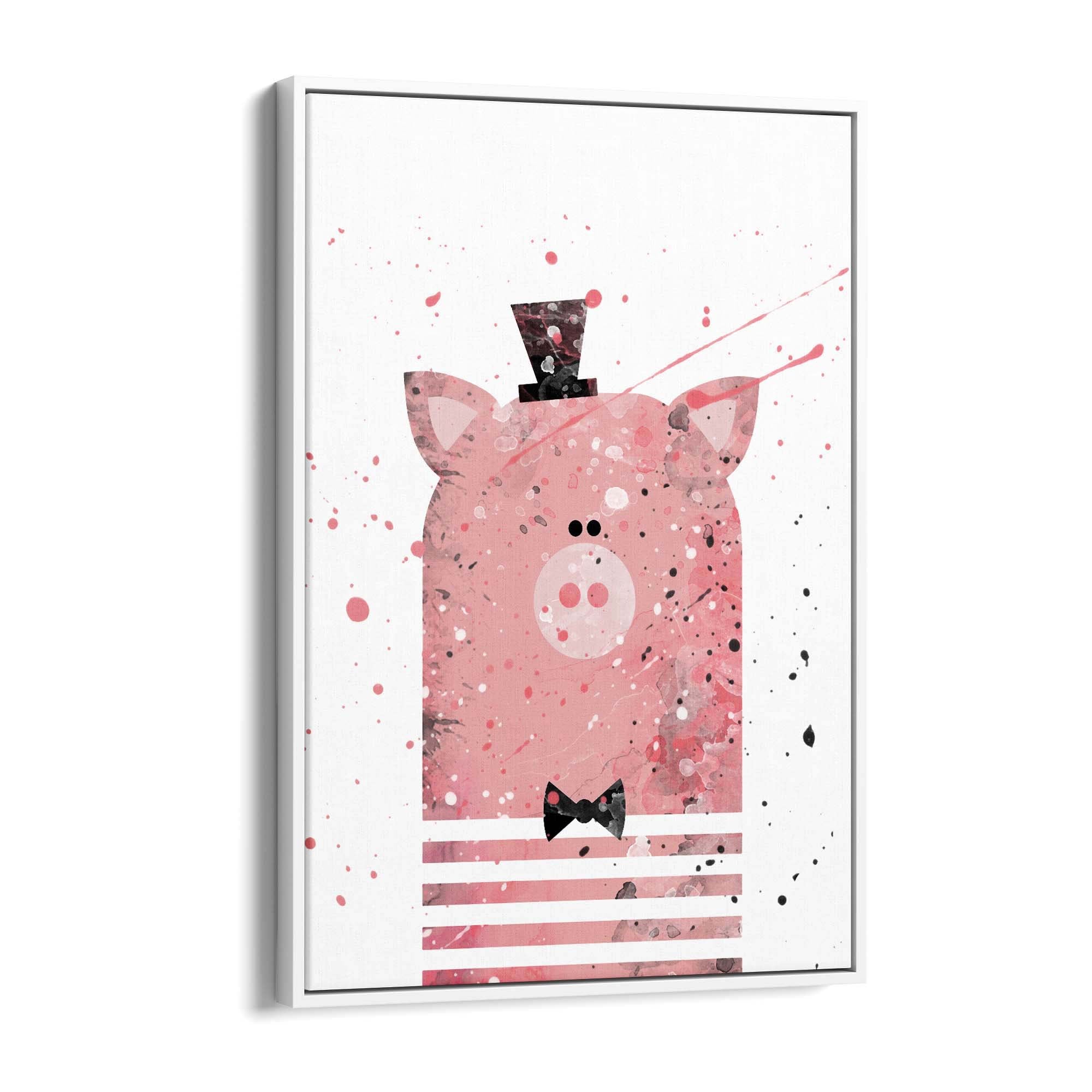 Pink Pig Nursery Cartoon Cute Animal Baby Wall Art