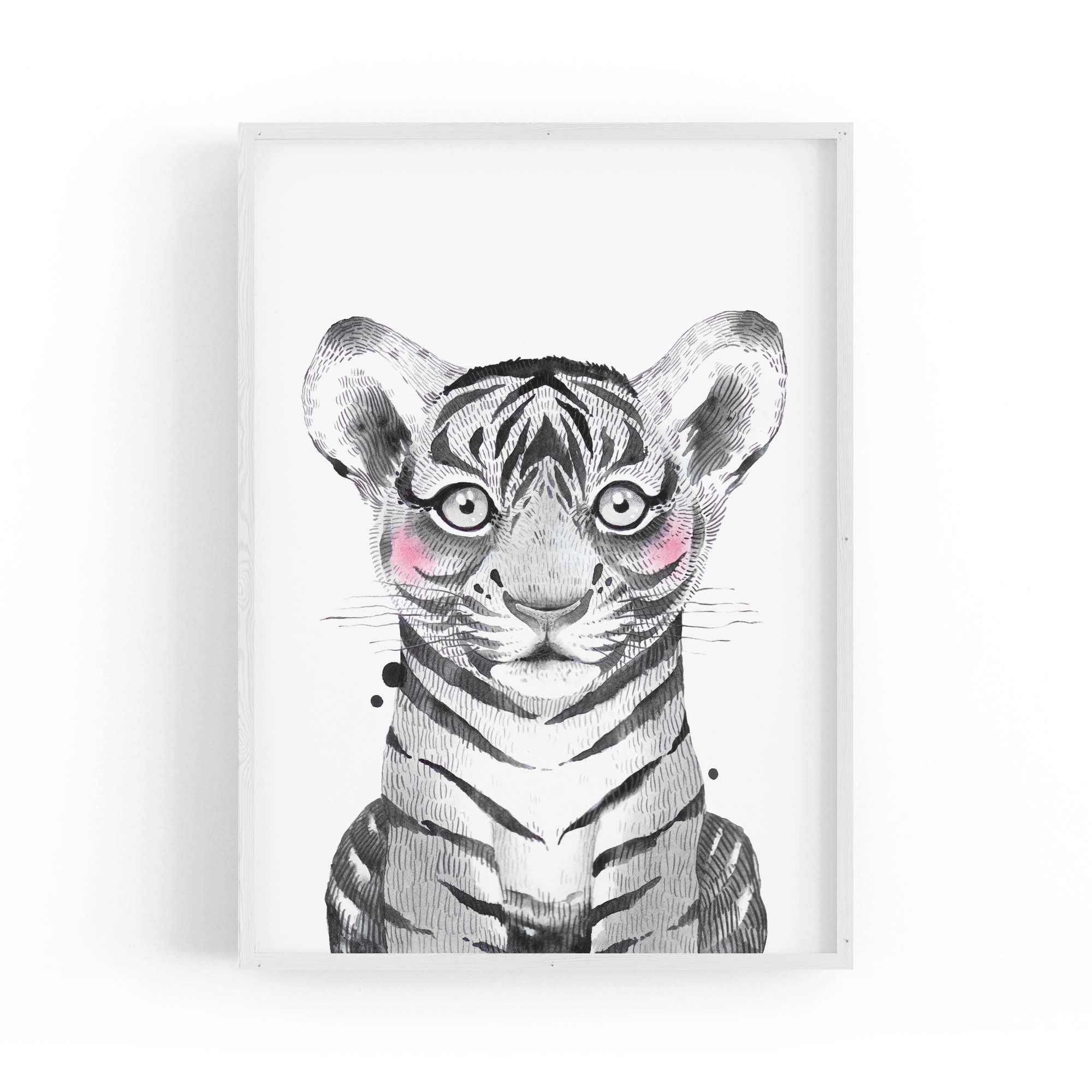 Cute Blushing Baby Tiger Nursery Animal Wall Art