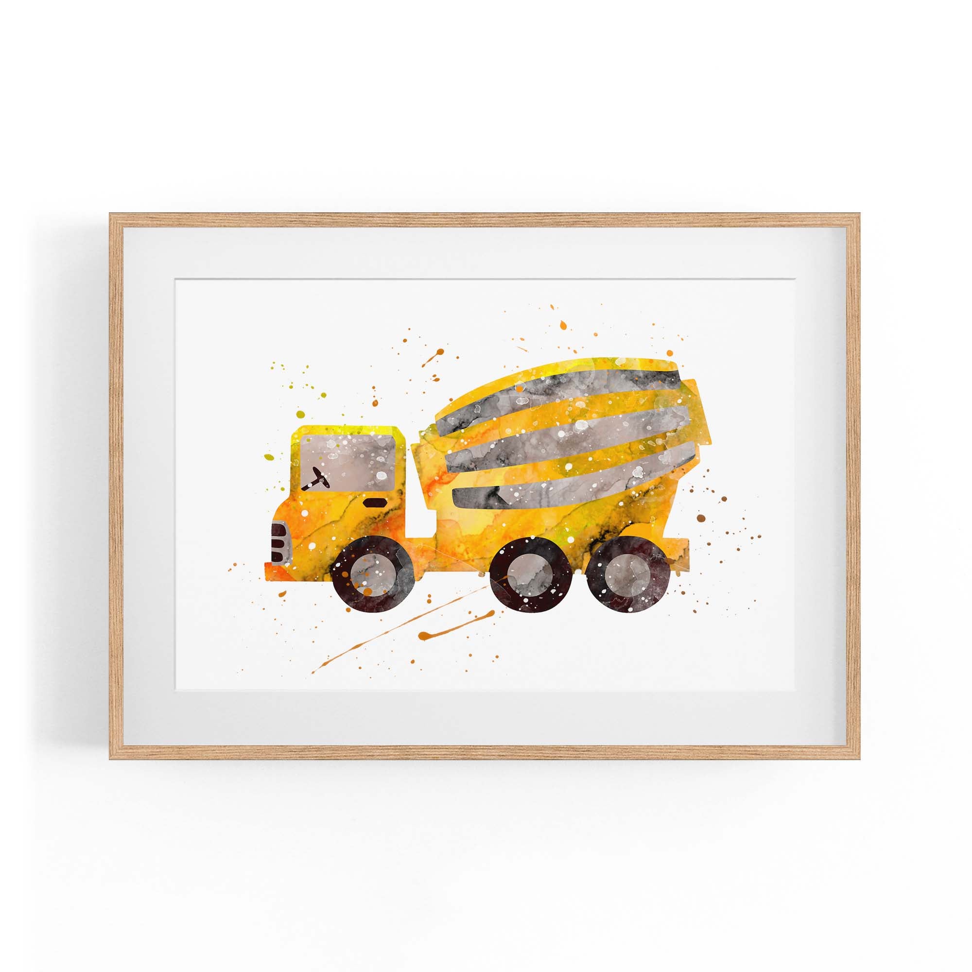 Yellow Mixer Truck Boys Bedroom Nursery Wall Art