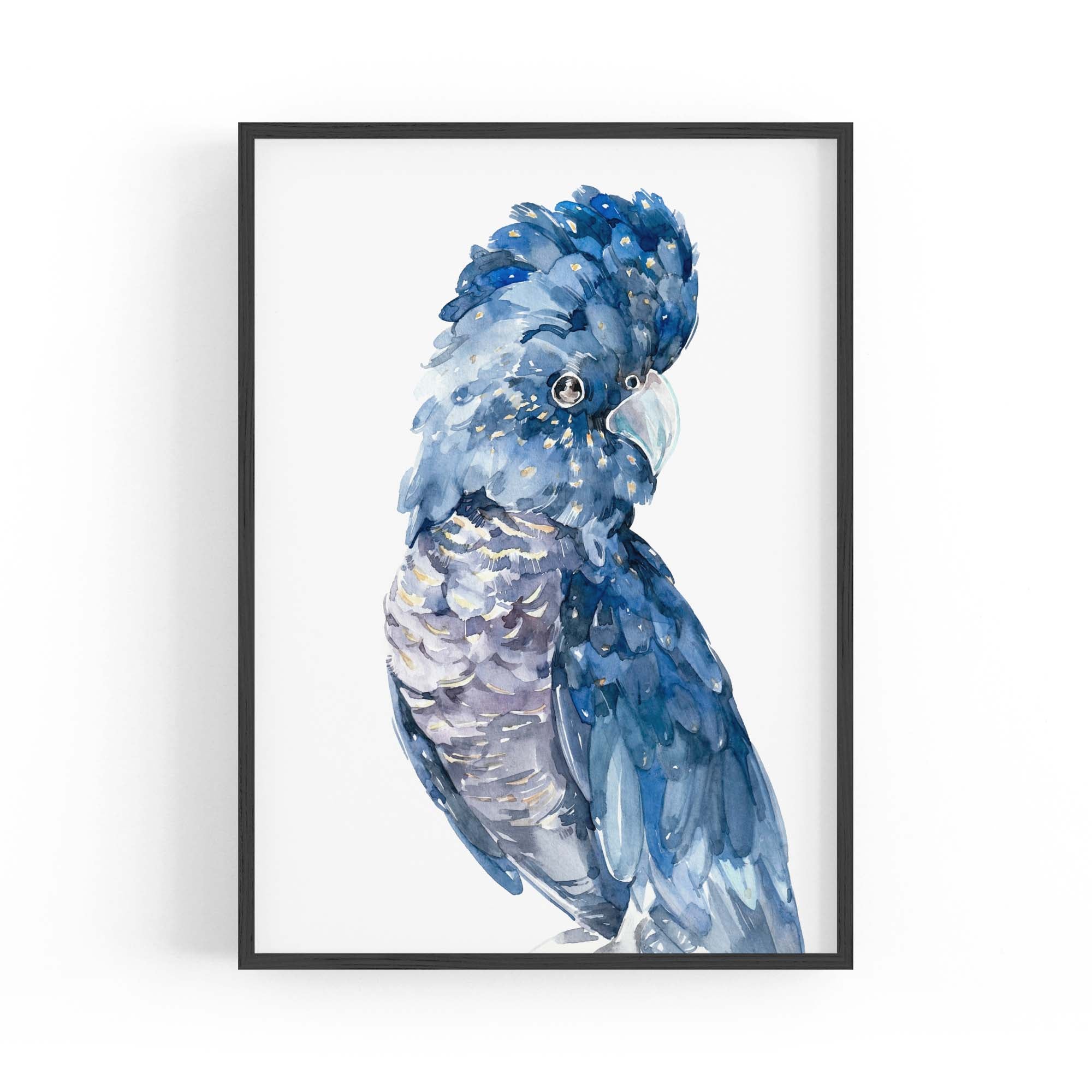 Blue Cockatoo Watercolour Painting Bird Wall Art #1