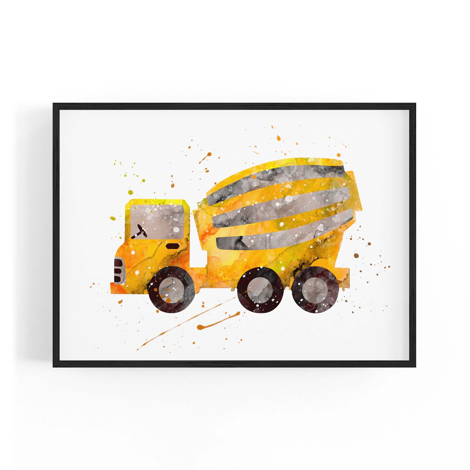 Yellow Mixer Truck Boys Bedroom Nursery Wall Art