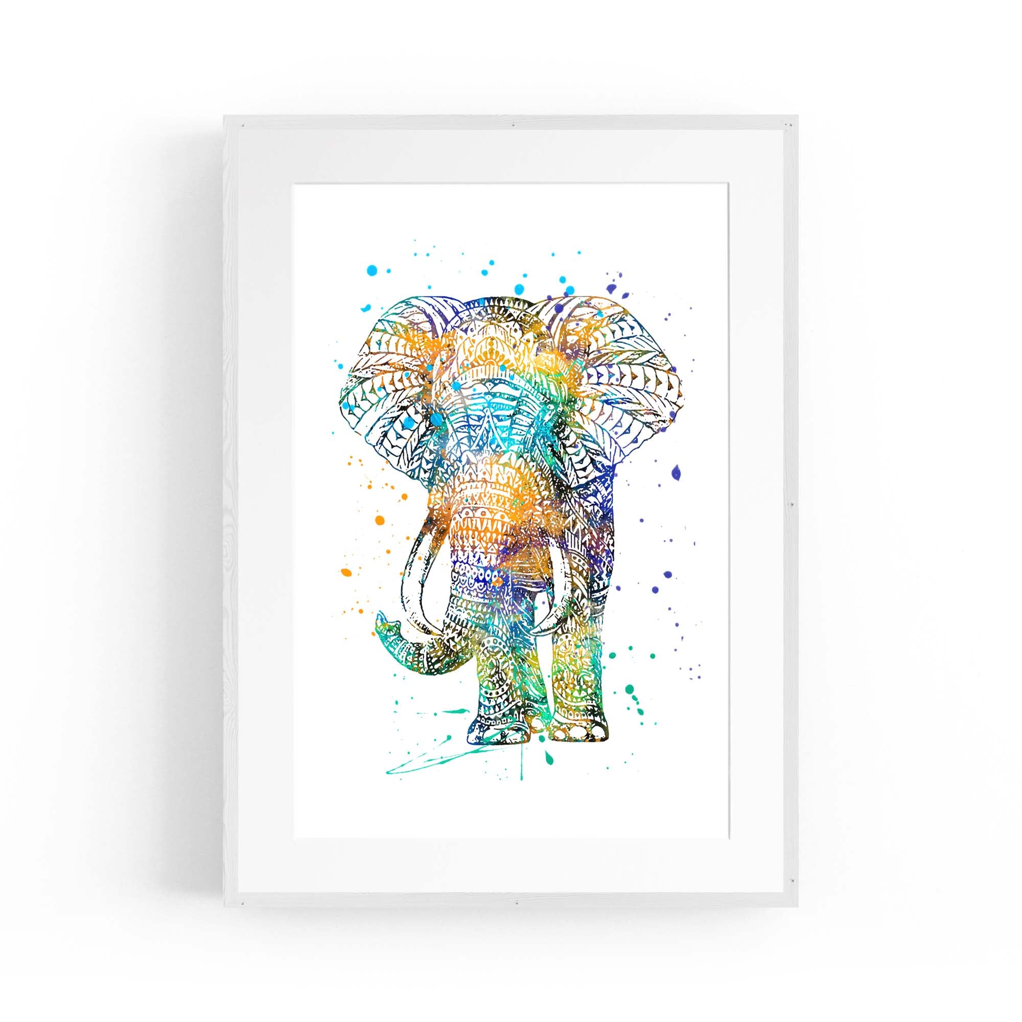 Elephant Mandala Cute Pattern Animal Wall Art
