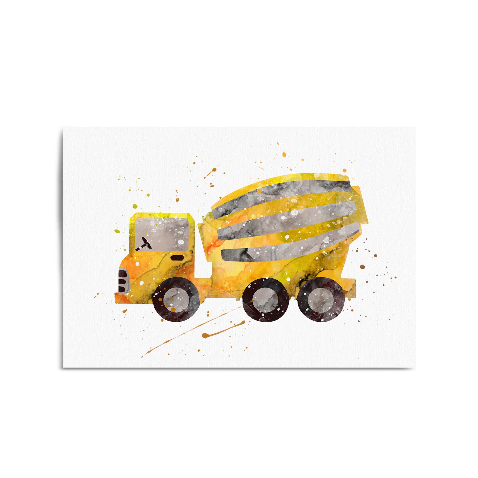 Yellow Mixer Truck Boys Bedroom Nursery Wall Art