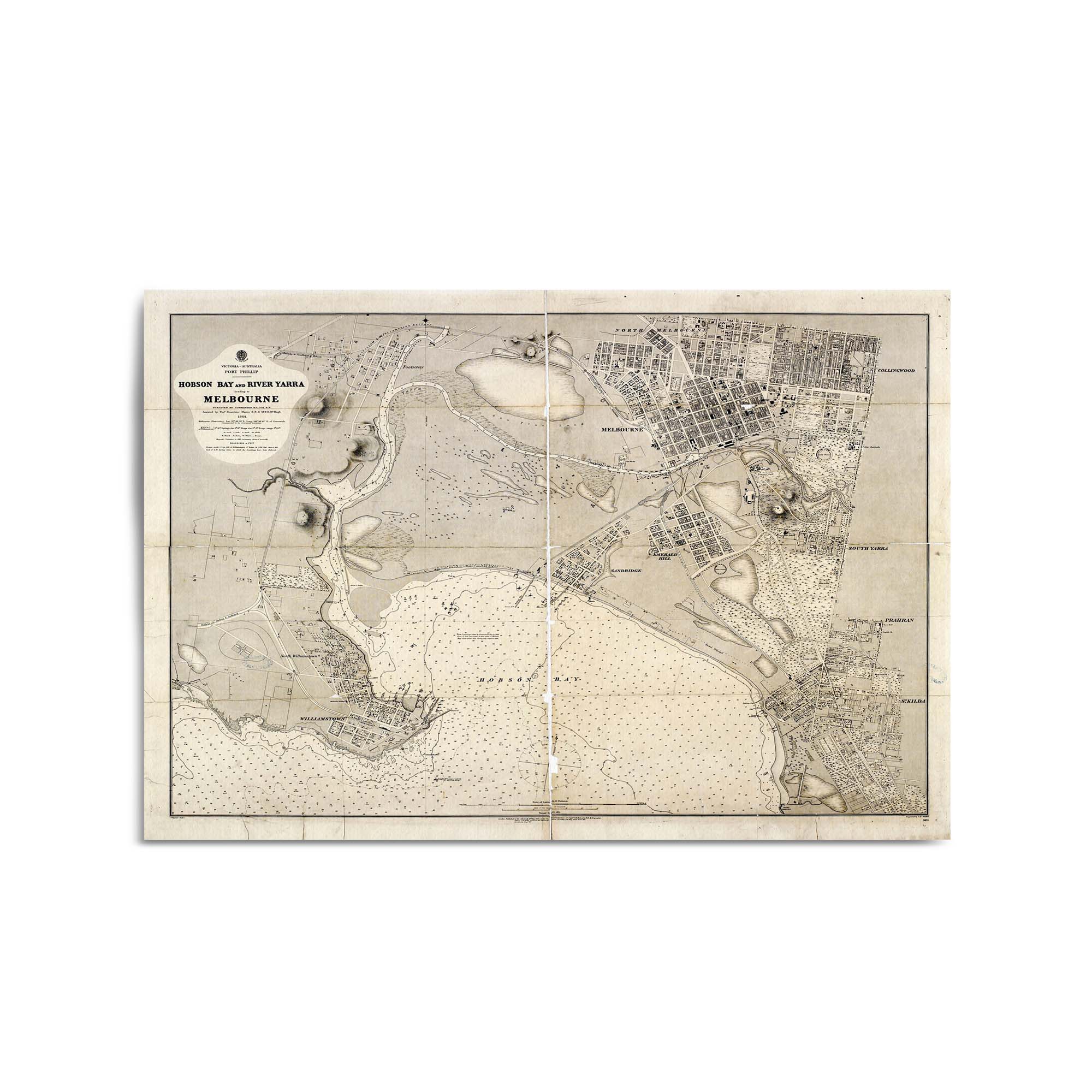 Melbourne Victoria Vintage Map Australia Wall Art #2