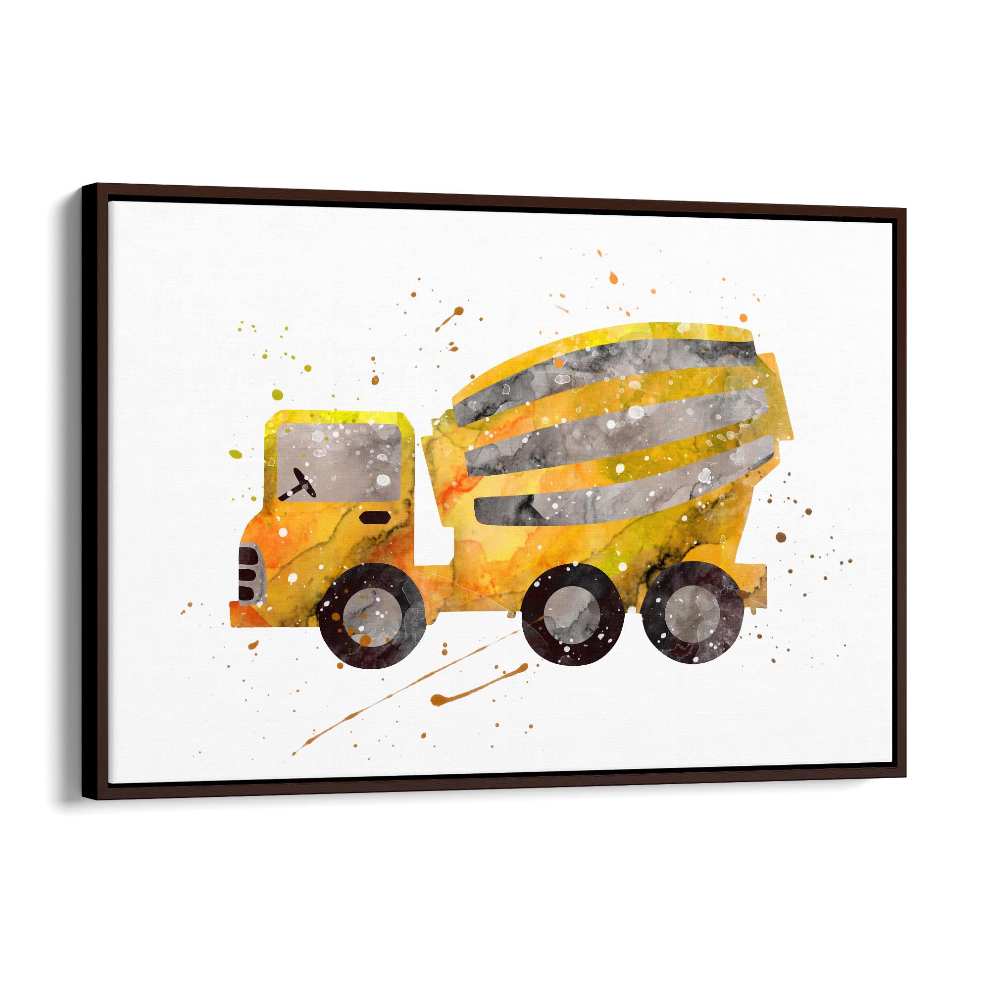 Yellow Mixer Truck Boys Bedroom Nursery Wall Art