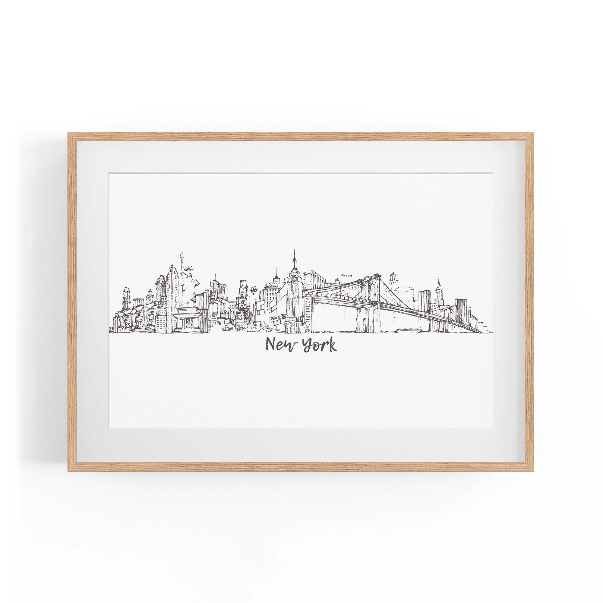 New York Cityscape Drawing Minimal Wall Art