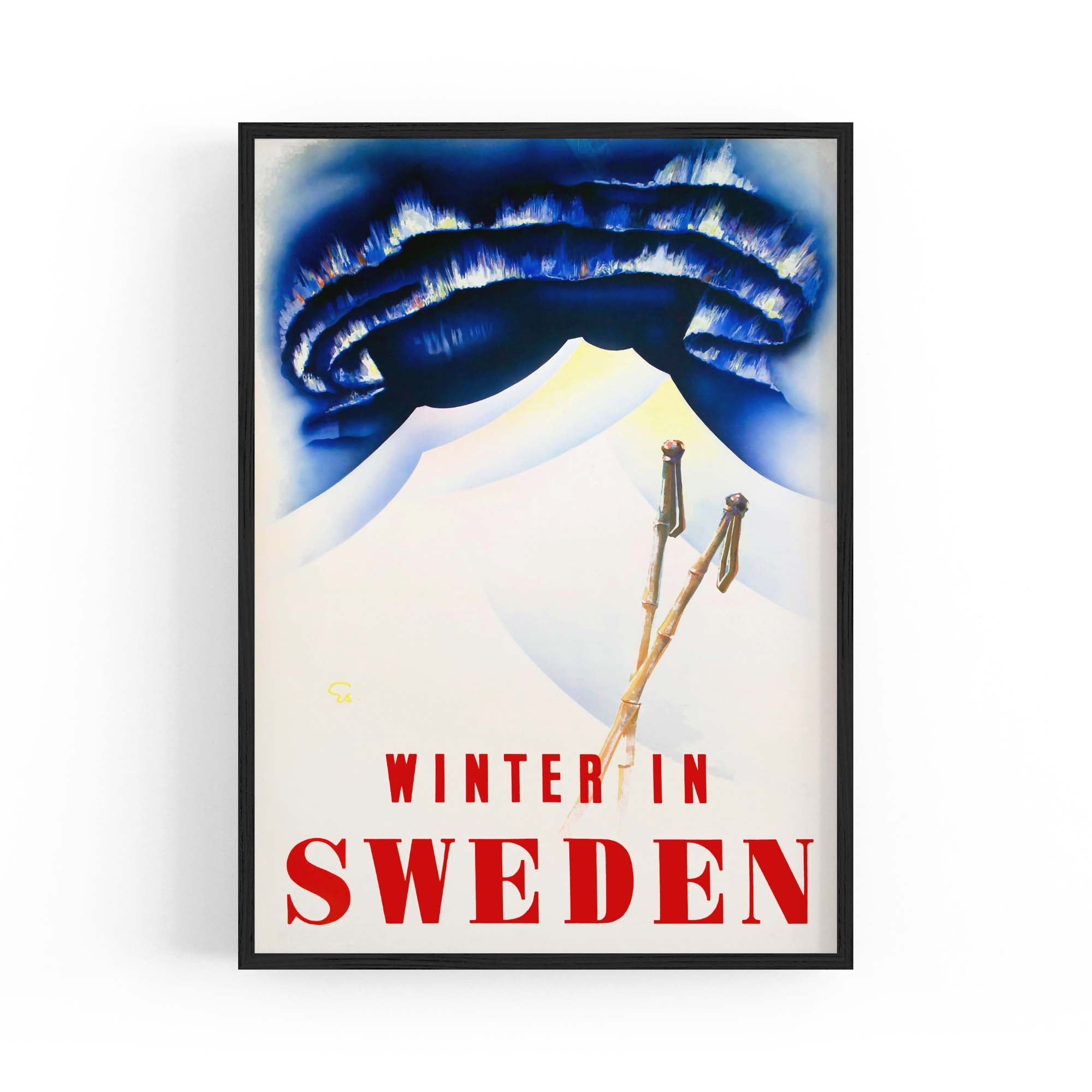 Winter In Sweden Vintage Travel Advert Wall Art