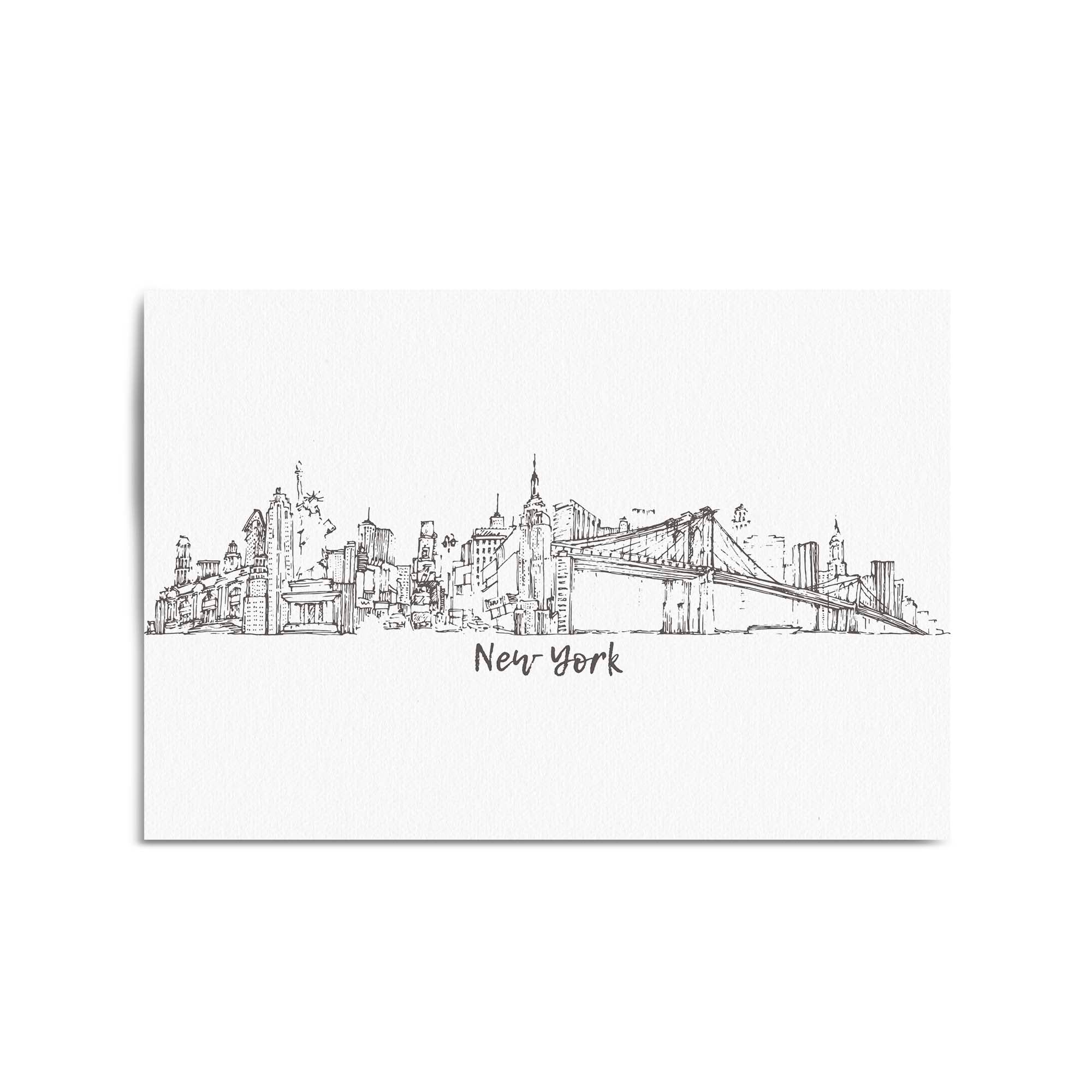 New York Cityscape Drawing Minimal Wall Art