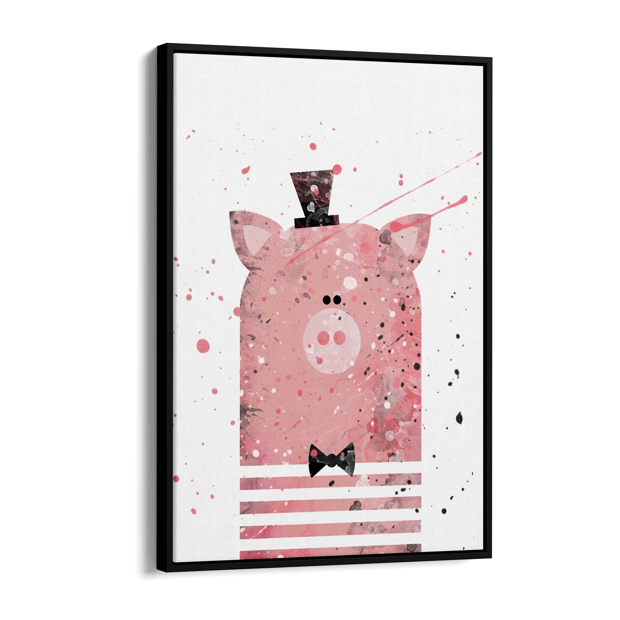 Pink Pig Nursery Cartoon Cute Animal Baby Wall Art