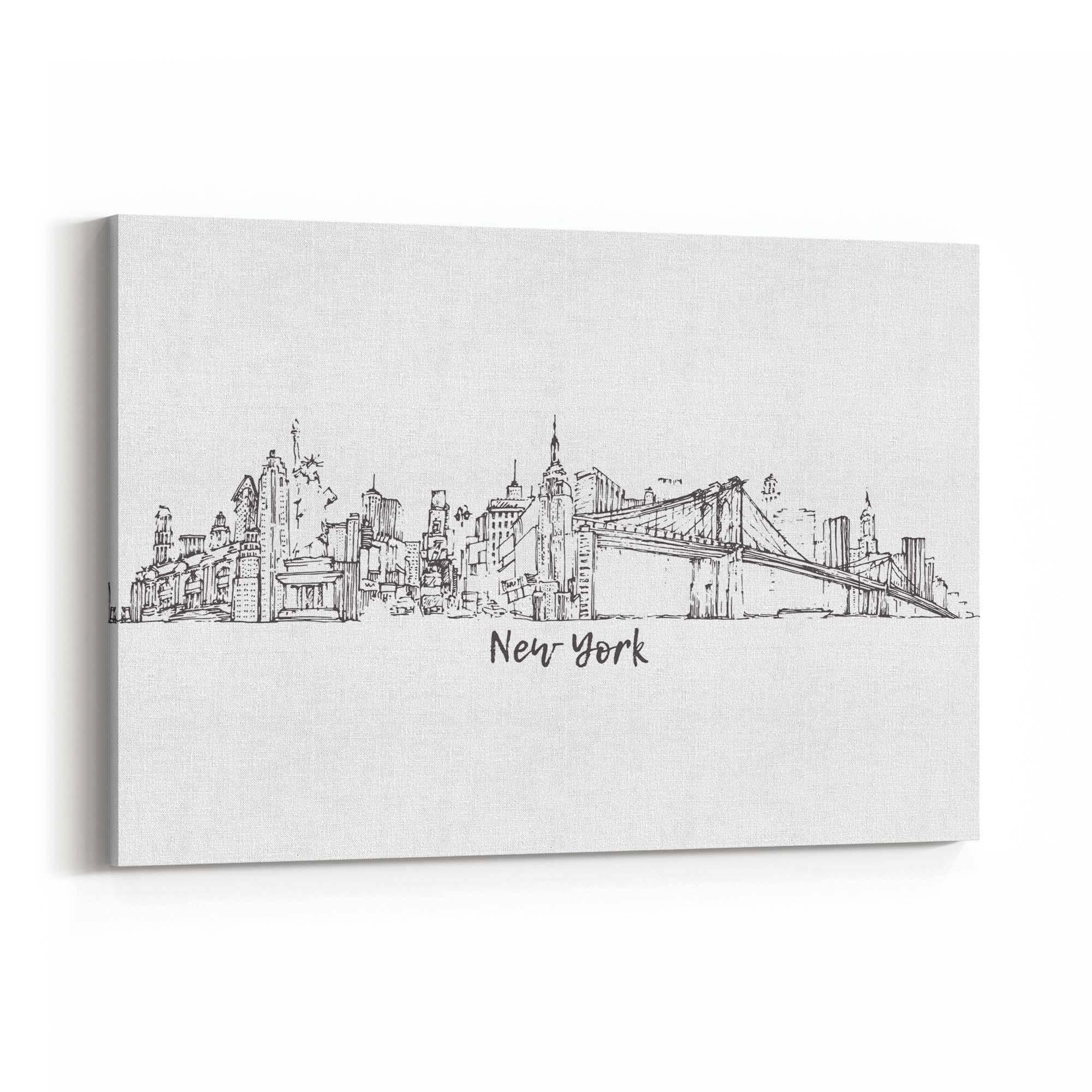 New York Cityscape Drawing Minimal Wall Art