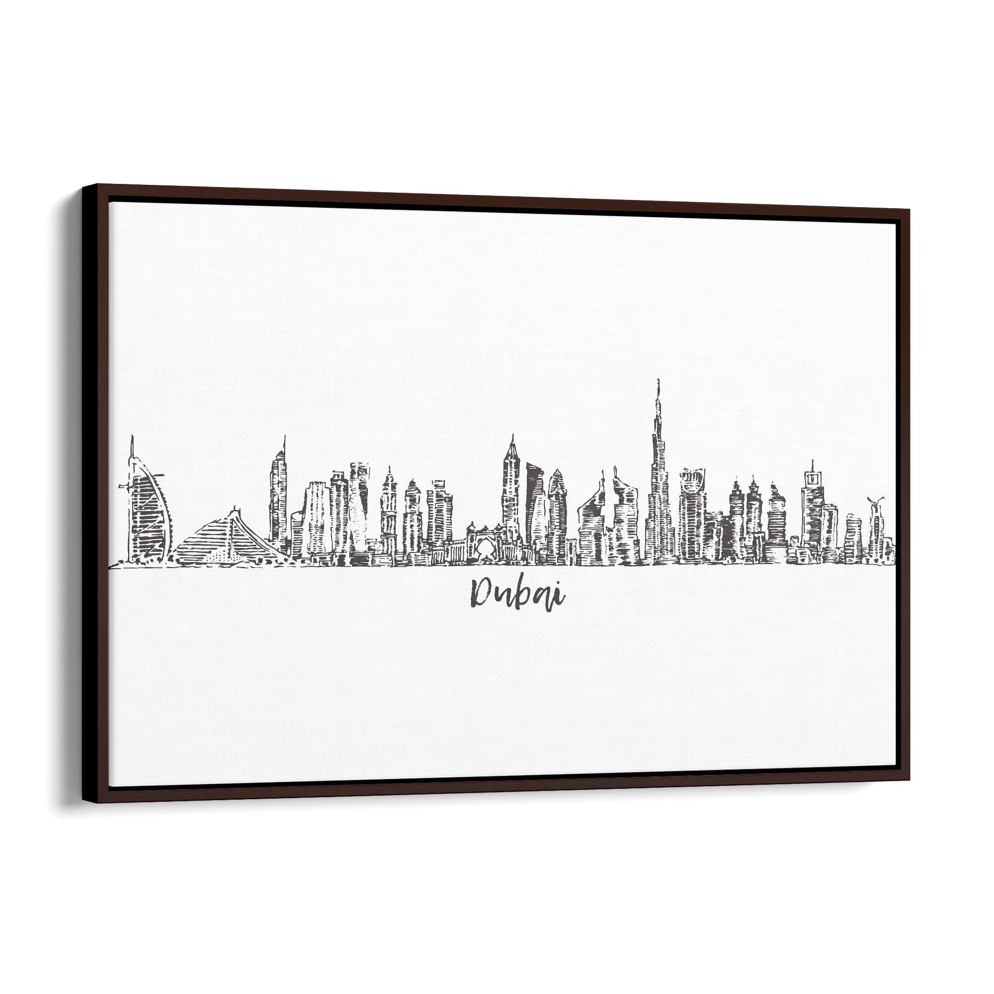Dubai UAE Cityscape Drawing Minimal Wall Art