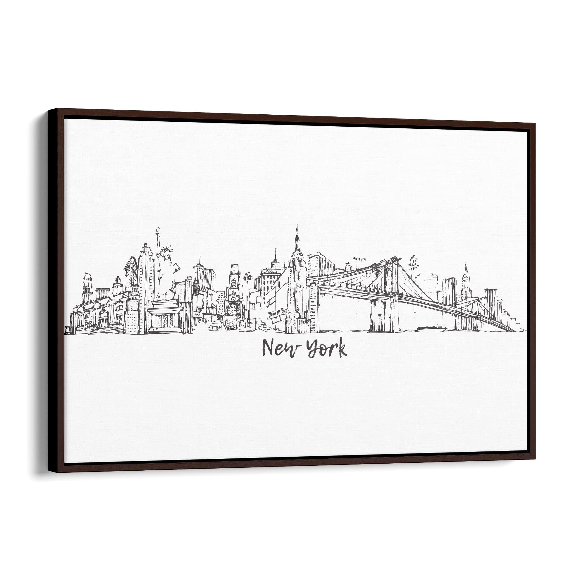 New York Cityscape Drawing Minimal Wall Art