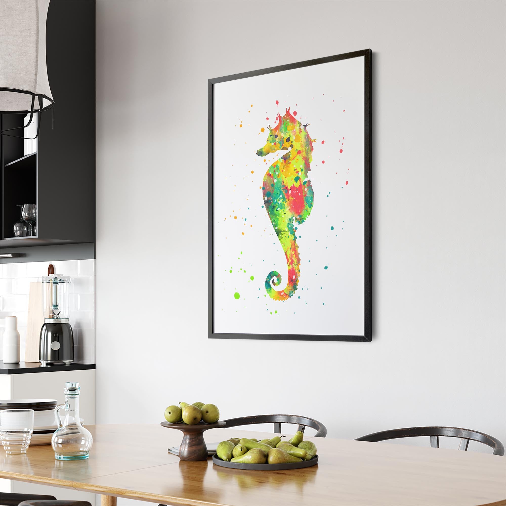 Seahorse Cartoon Sealife Nursery Baby Wall Art #1