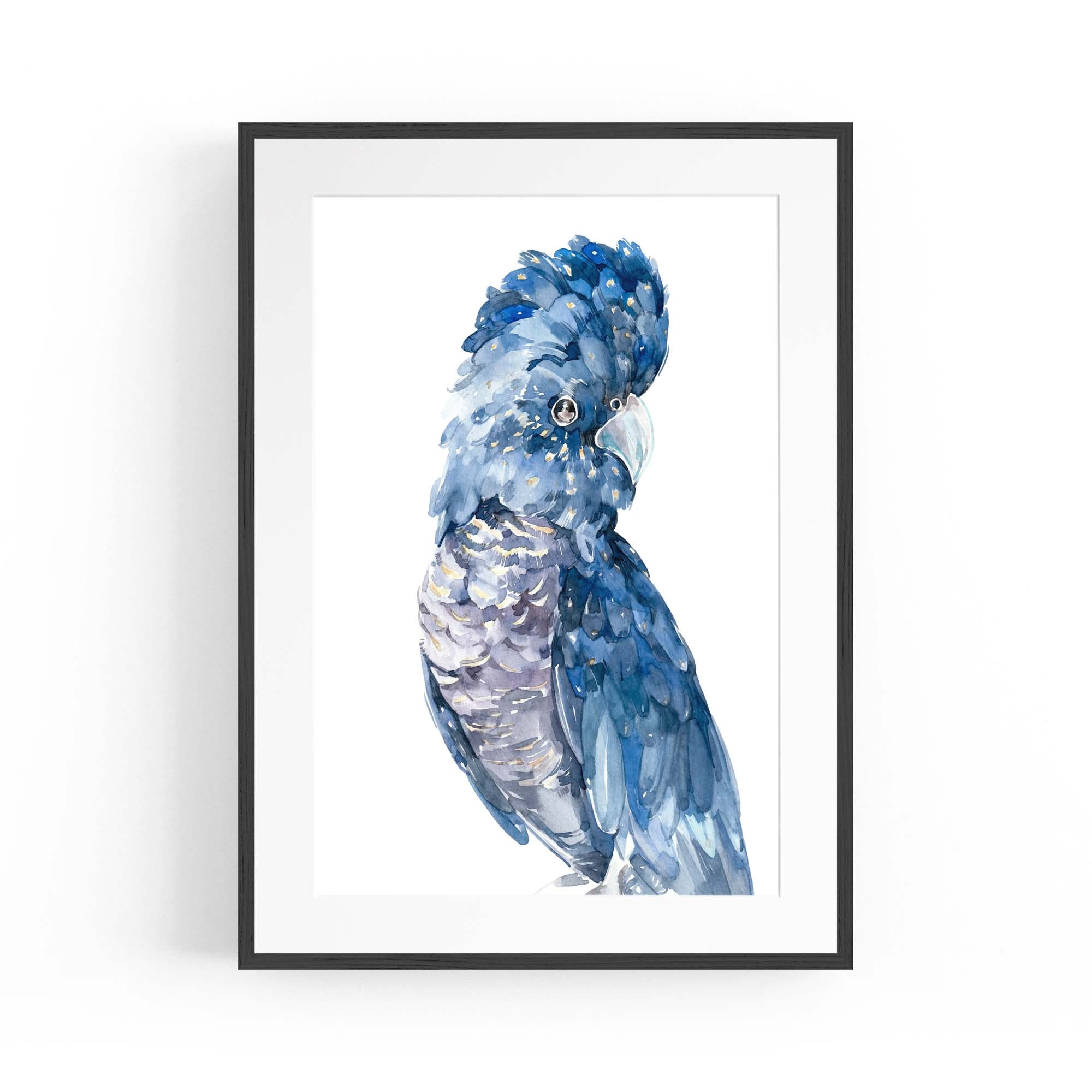 Blue Cockatoo Watercolour Painting Bird Wall Art #1