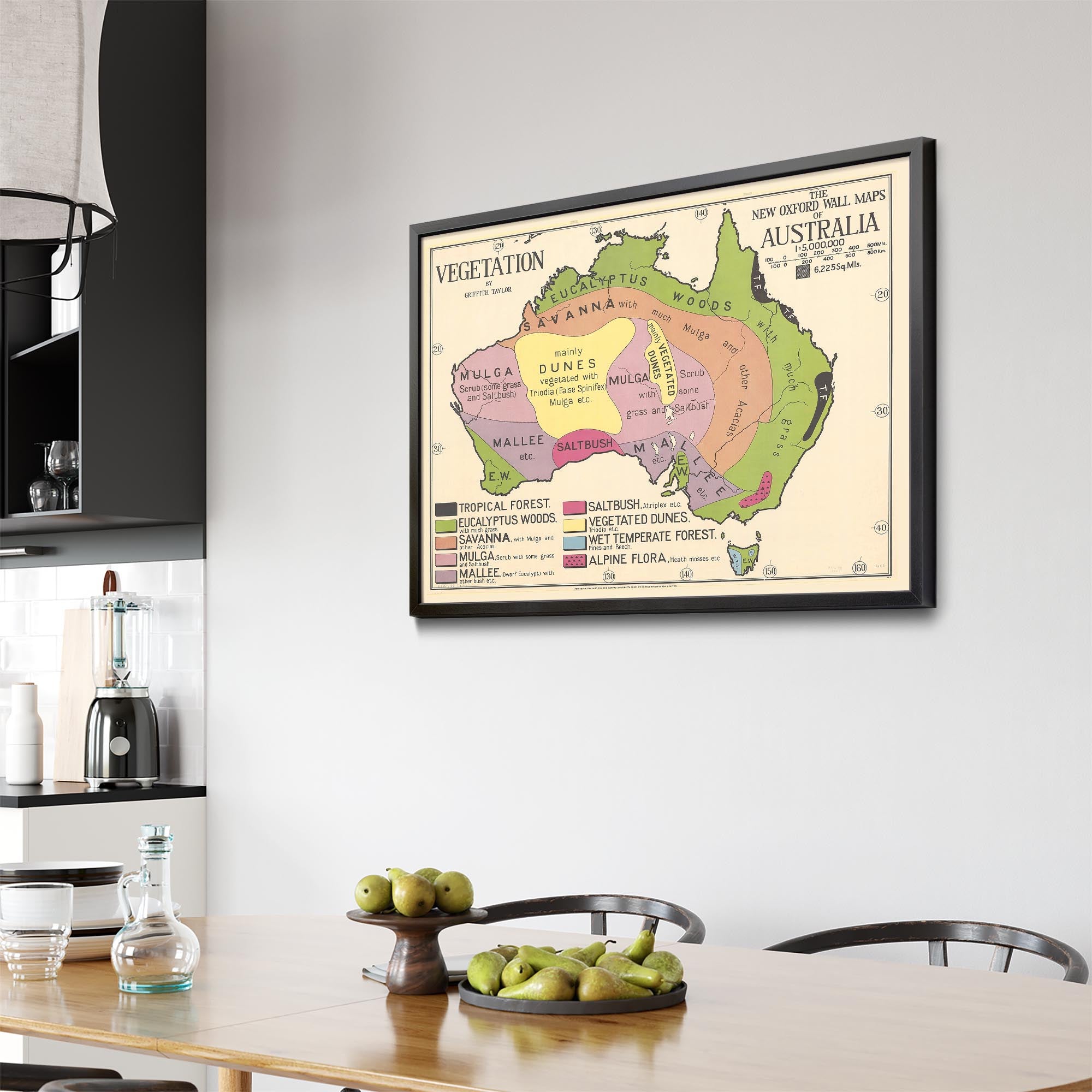 Australian Vegetation Vintage Map Wall Art