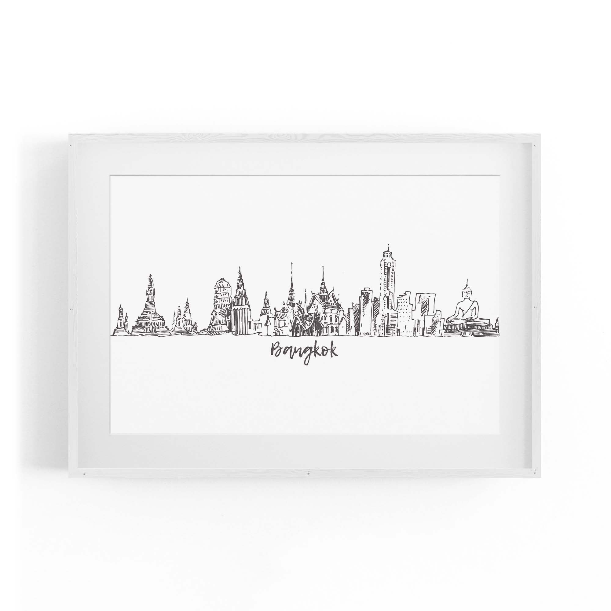 Bangkok Thailand Drawing Minimal Travel Wall Art