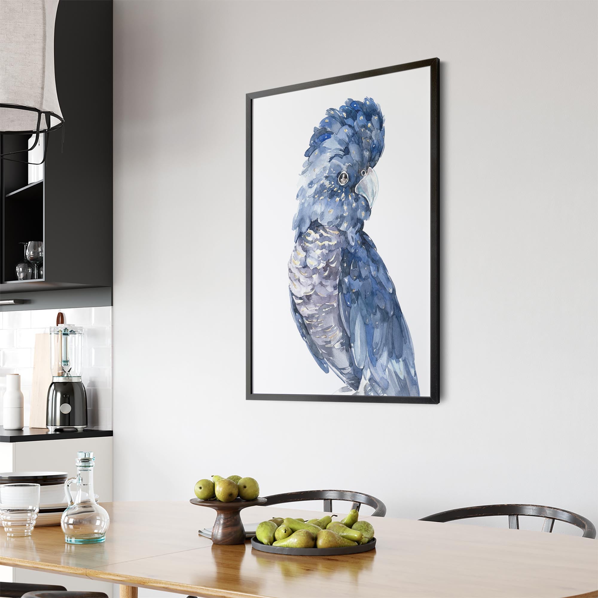 Blue Cockatoo Watercolour Painting Bird Wall Art #1