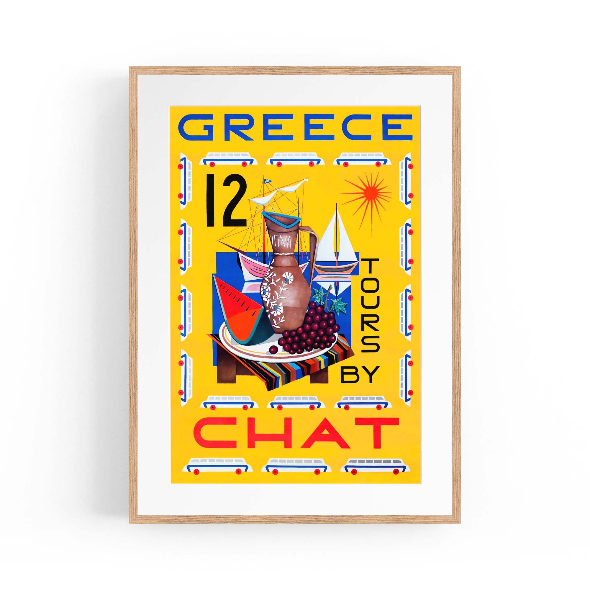 Greece Tours Vintage Travel Advert Wall Art