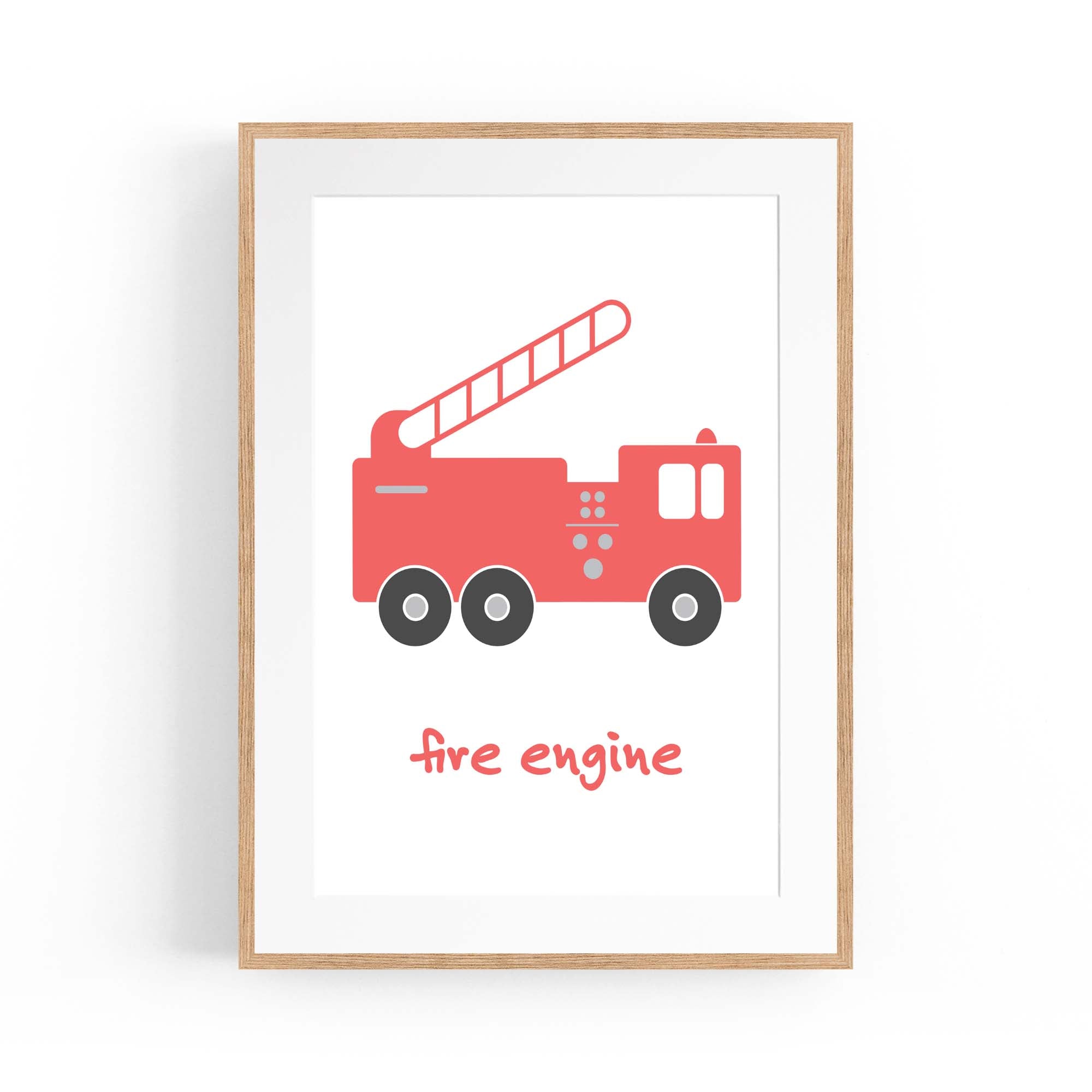 Red Fire Engine Boys Bedroom Nursery Wall Art