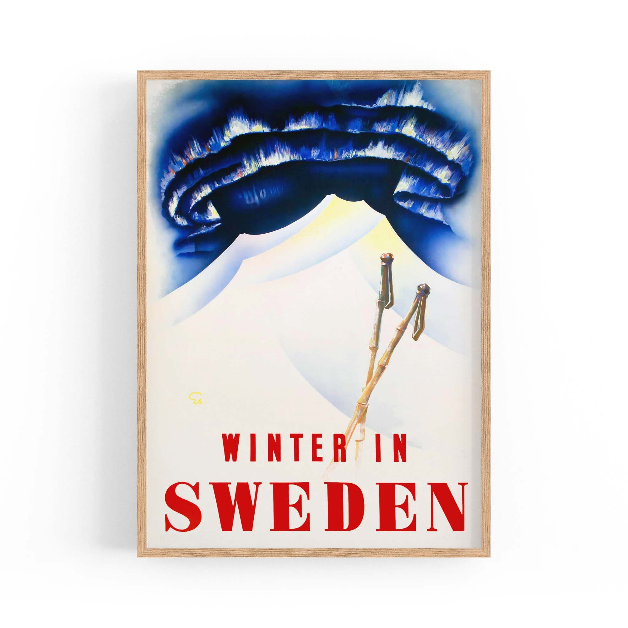 Winter In Sweden Vintage Travel Advert Wall Art