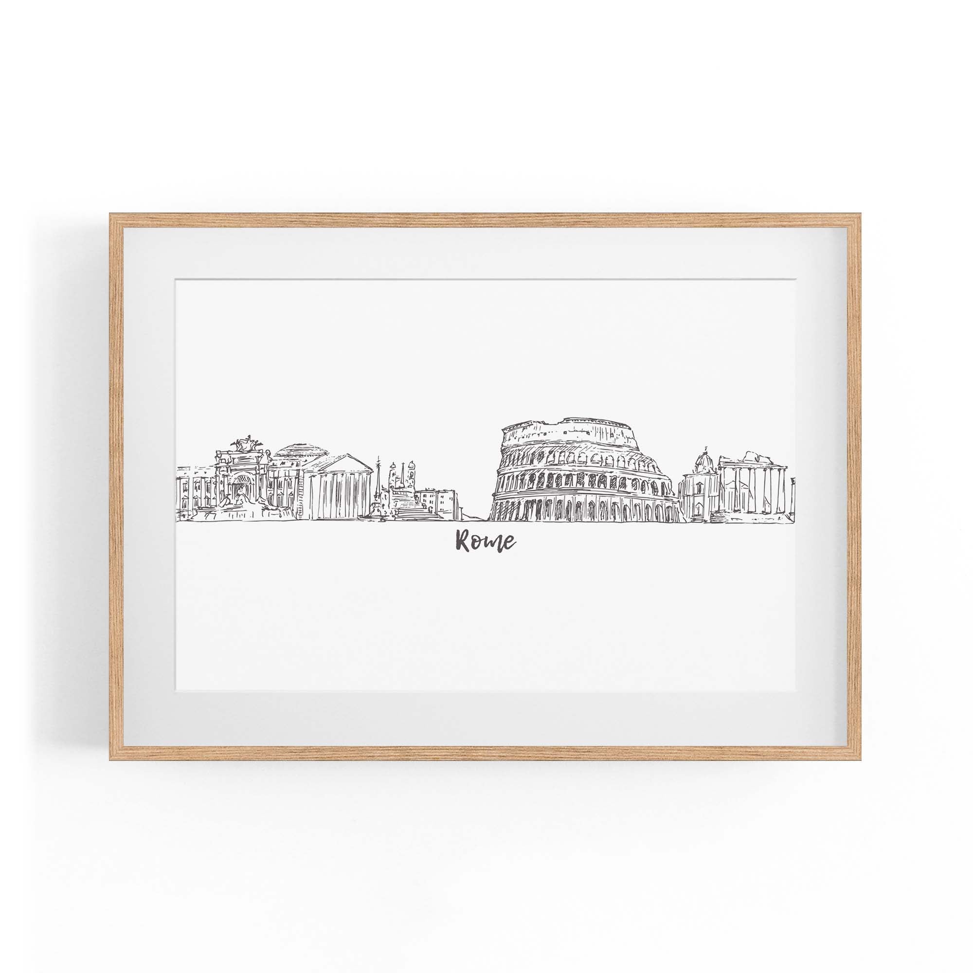 Rome Drawing Cityscape Minimtal Travel Wall Art