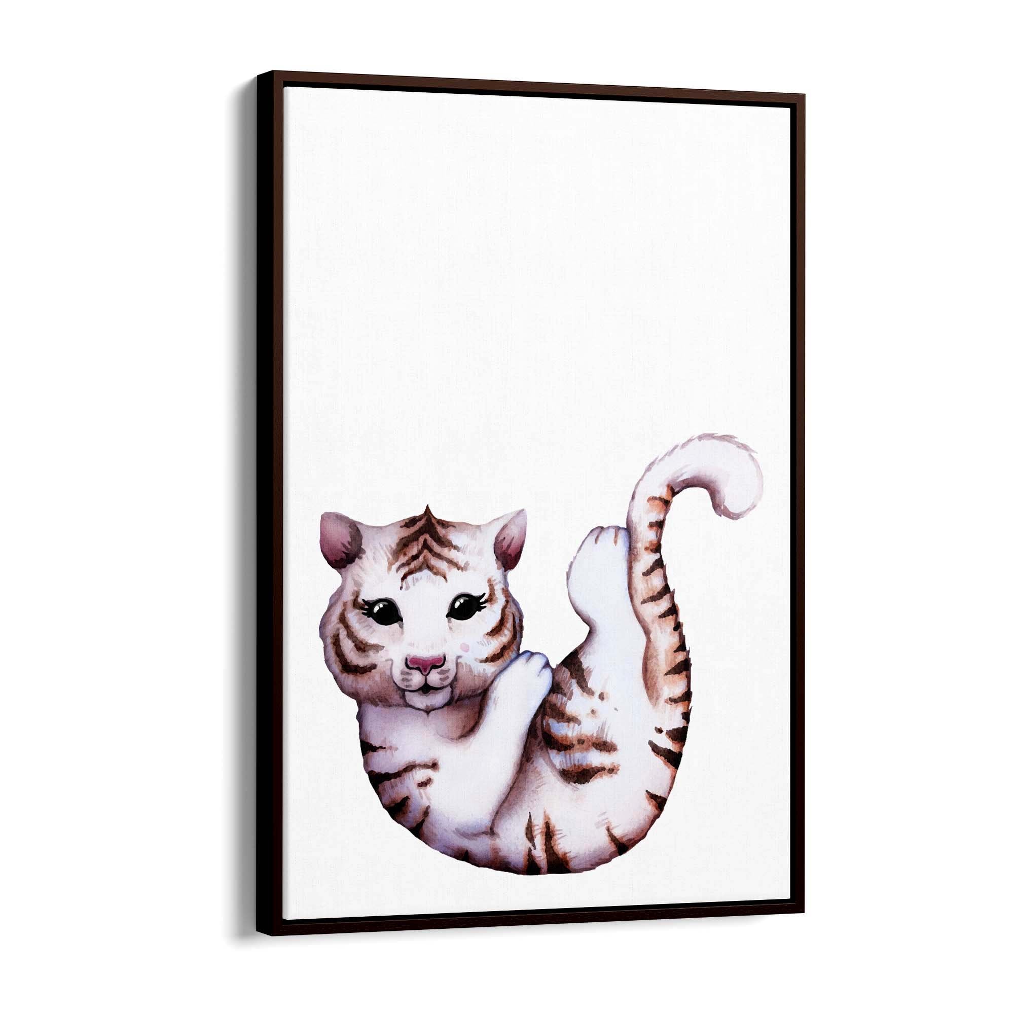 Cartoon White Tiger Cute Nursery Baby Animal Art