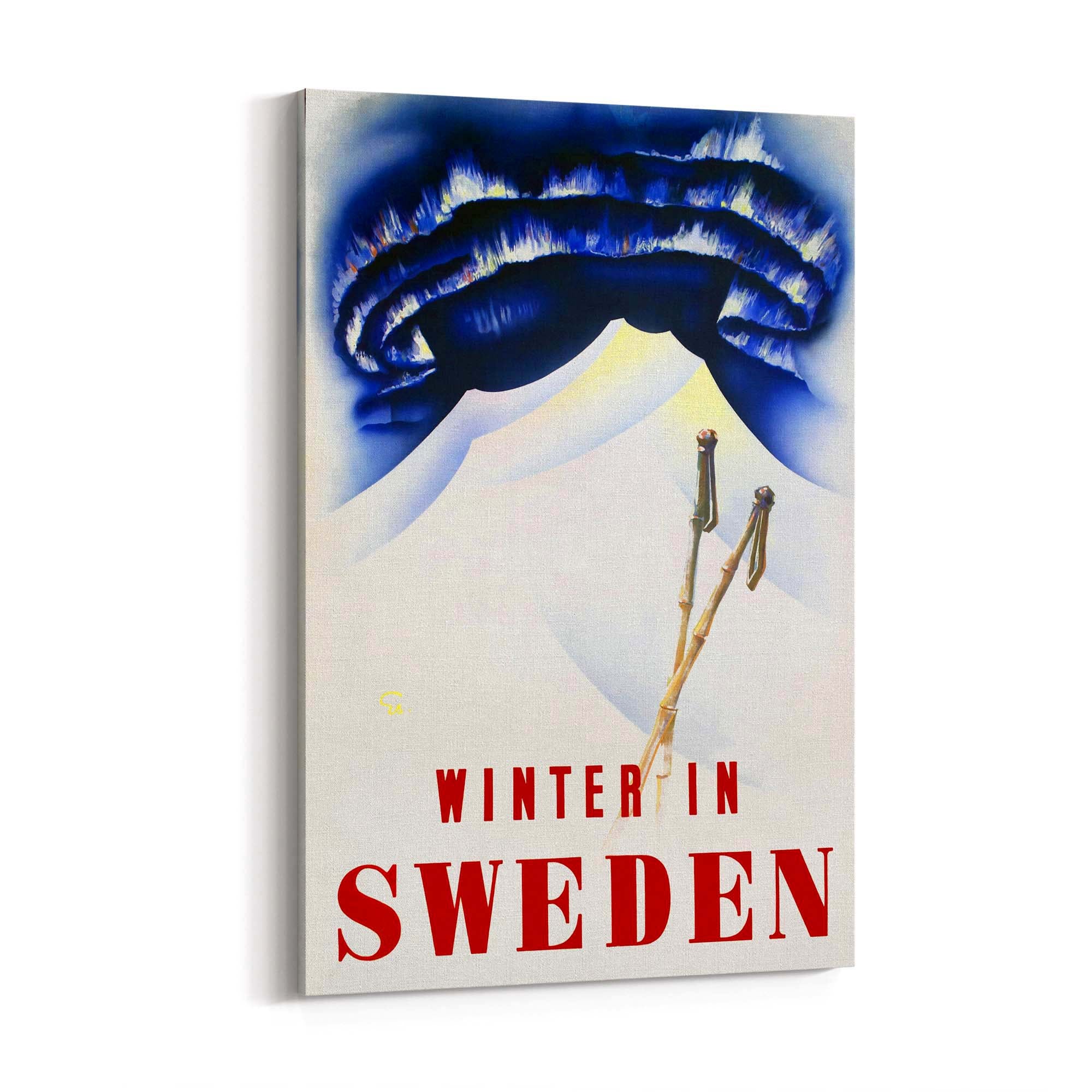 Winter In Sweden Vintage Travel Advert Wall Art