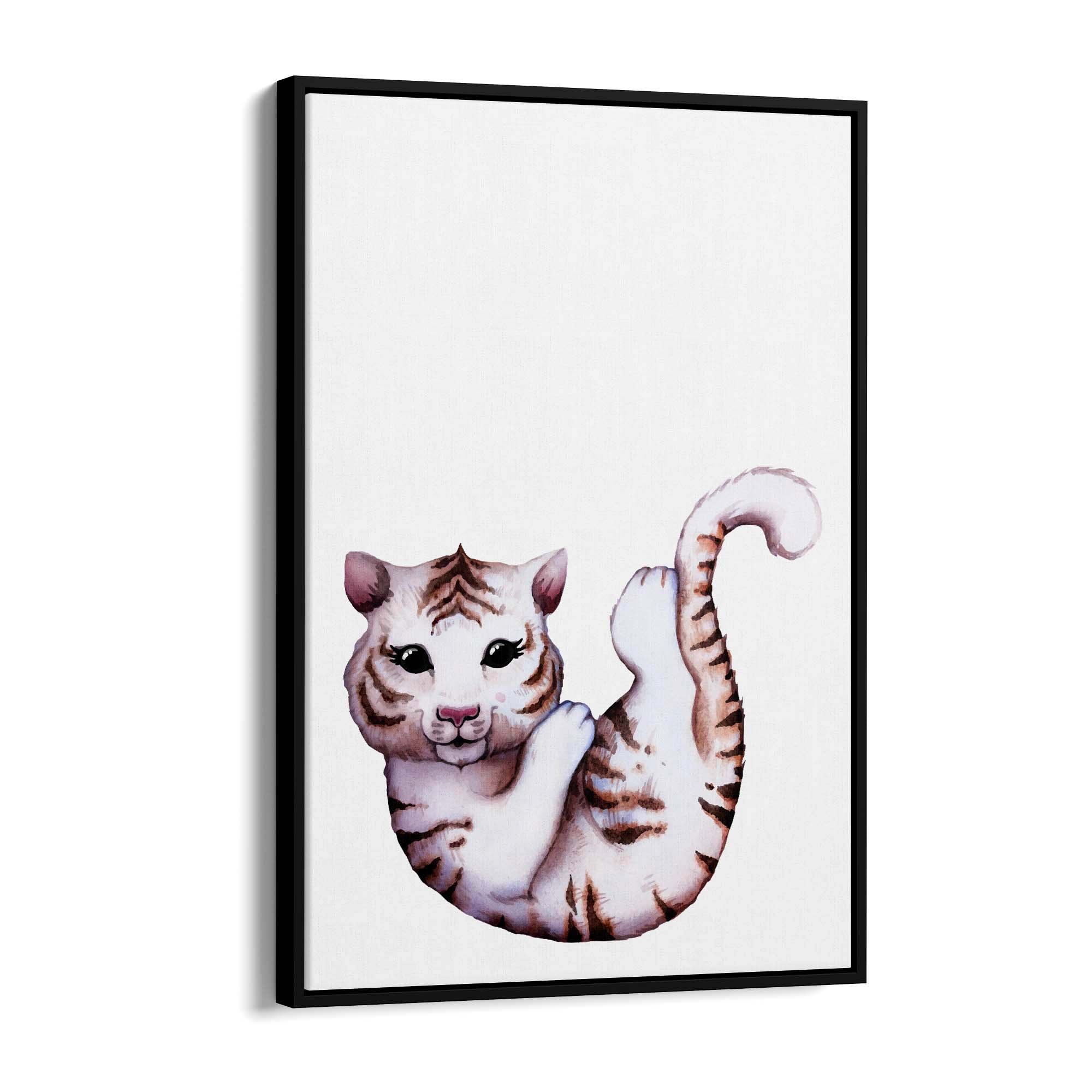 Cartoon White Tiger Cute Nursery Baby Animal Art
