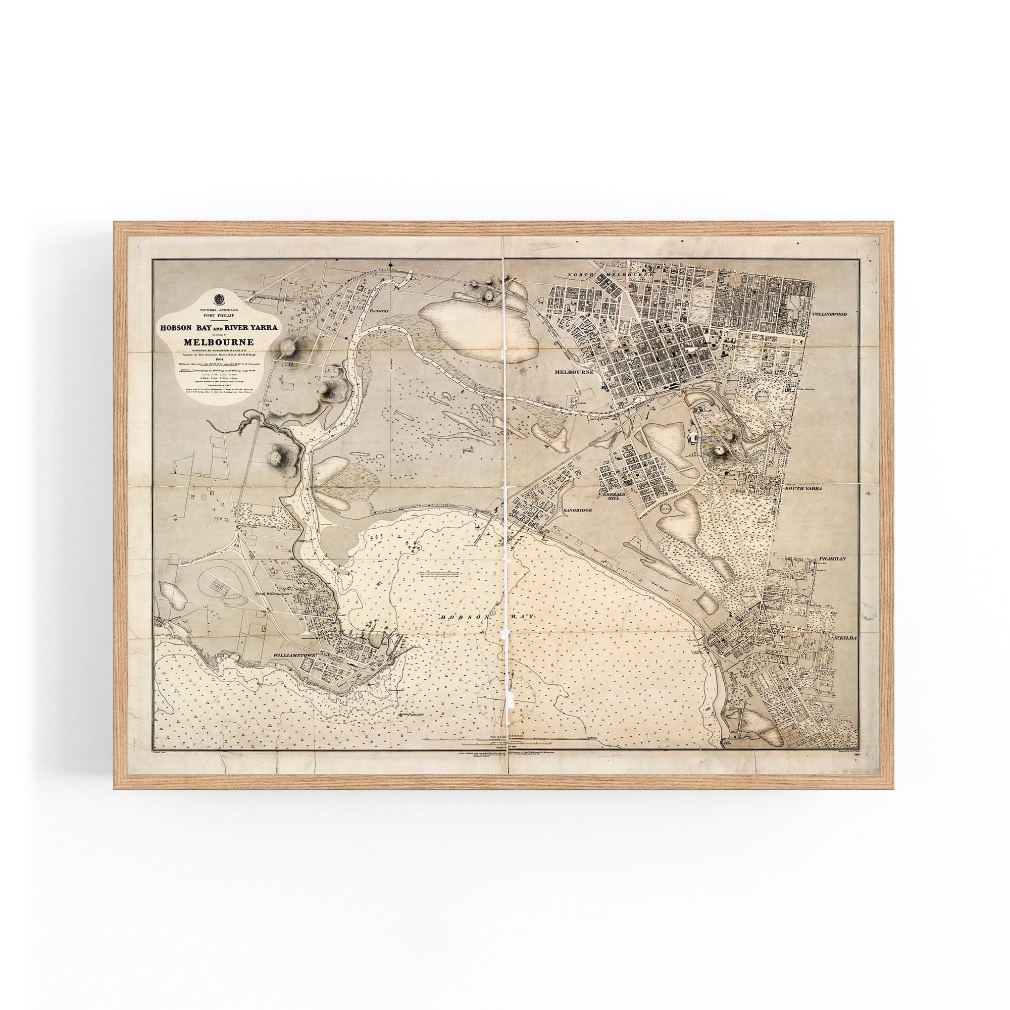 Melbourne Victoria Vintage Map Australia Wall Art #2