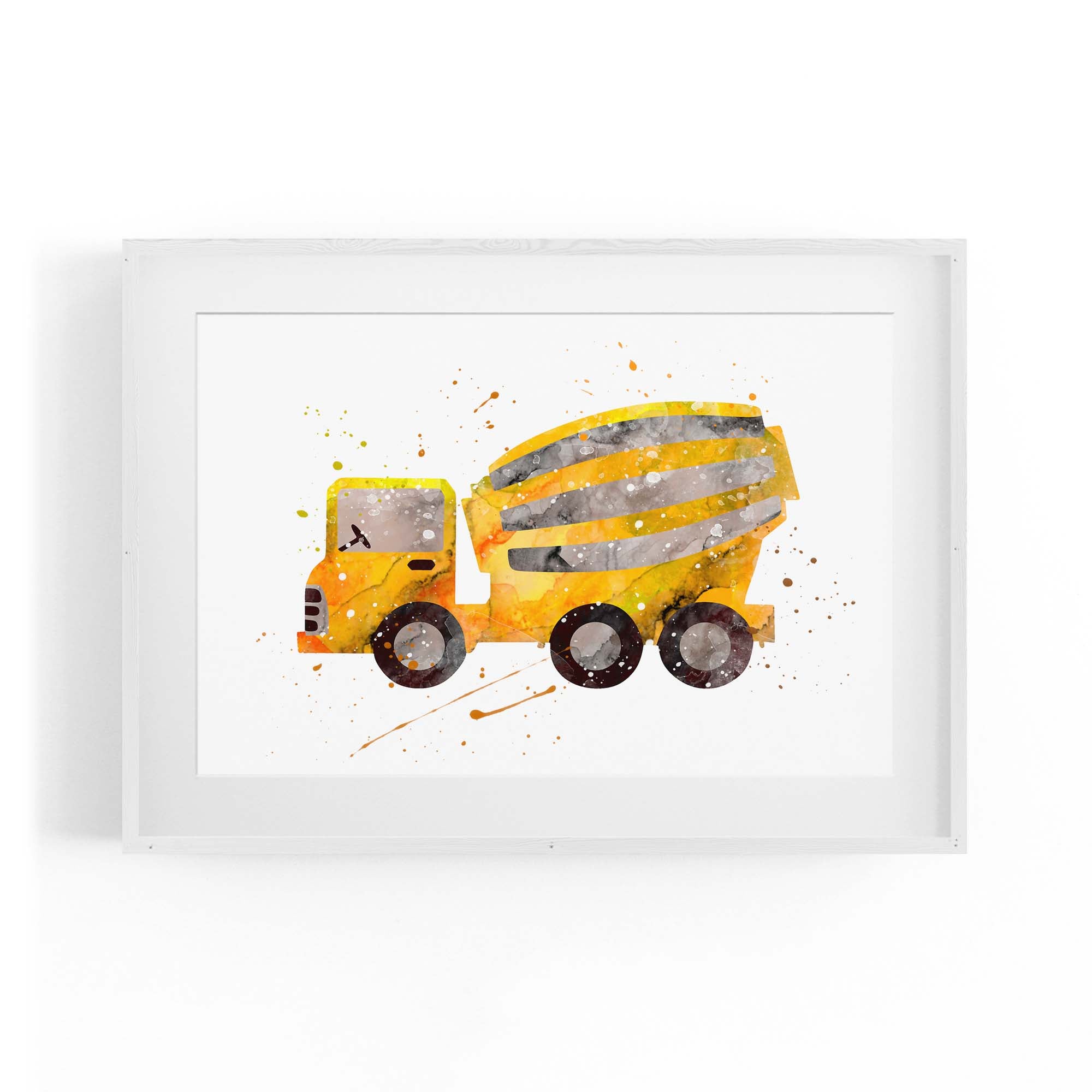 Yellow Mixer Truck Boys Bedroom Nursery Wall Art