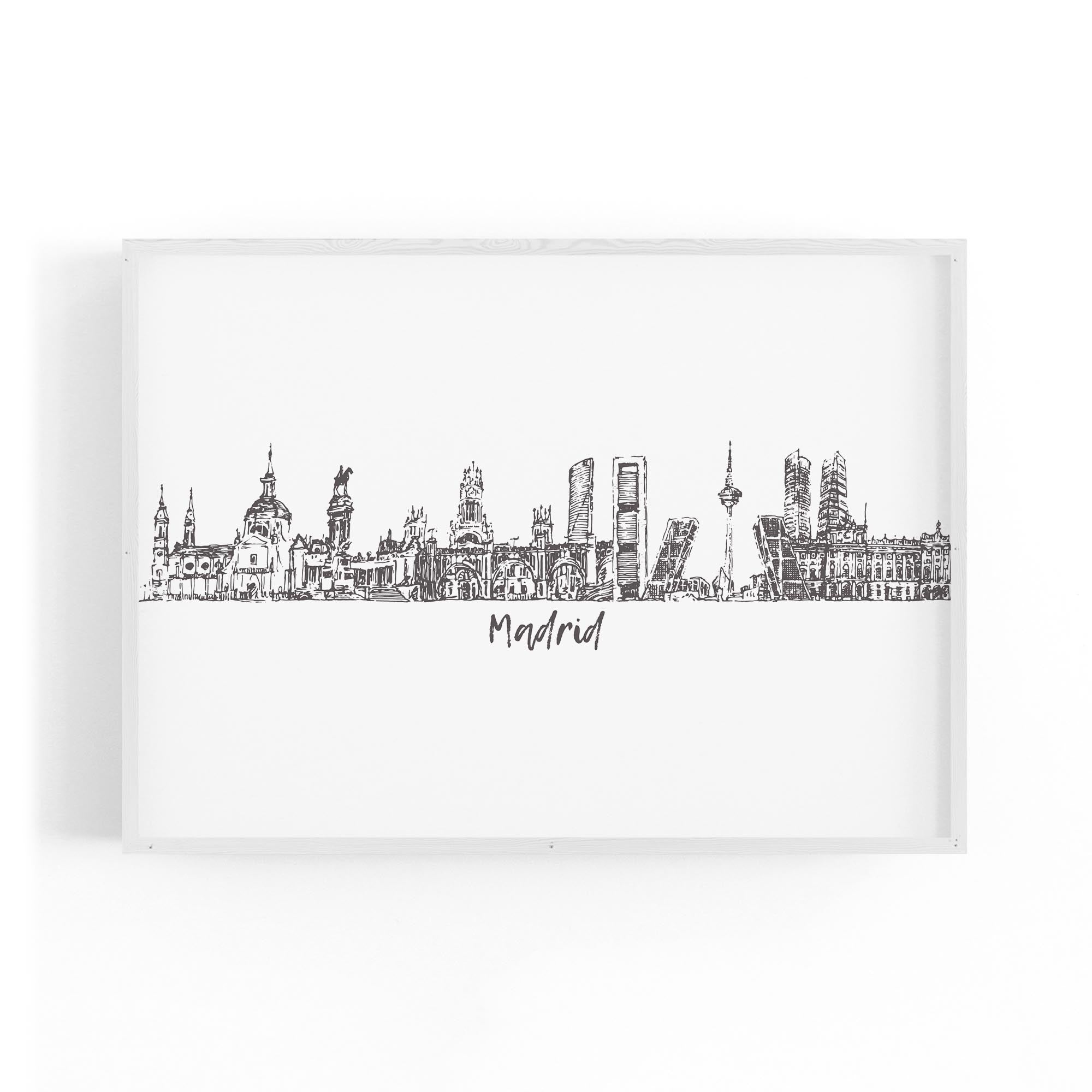 Madrid Spain Cityscape Drawing Travel Wall Art