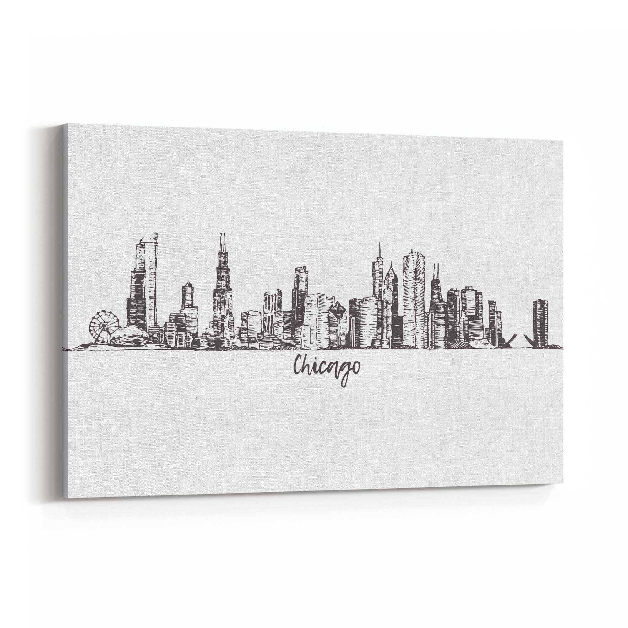 Chicago, USA Minimal Cityscape Drawing Wall Art