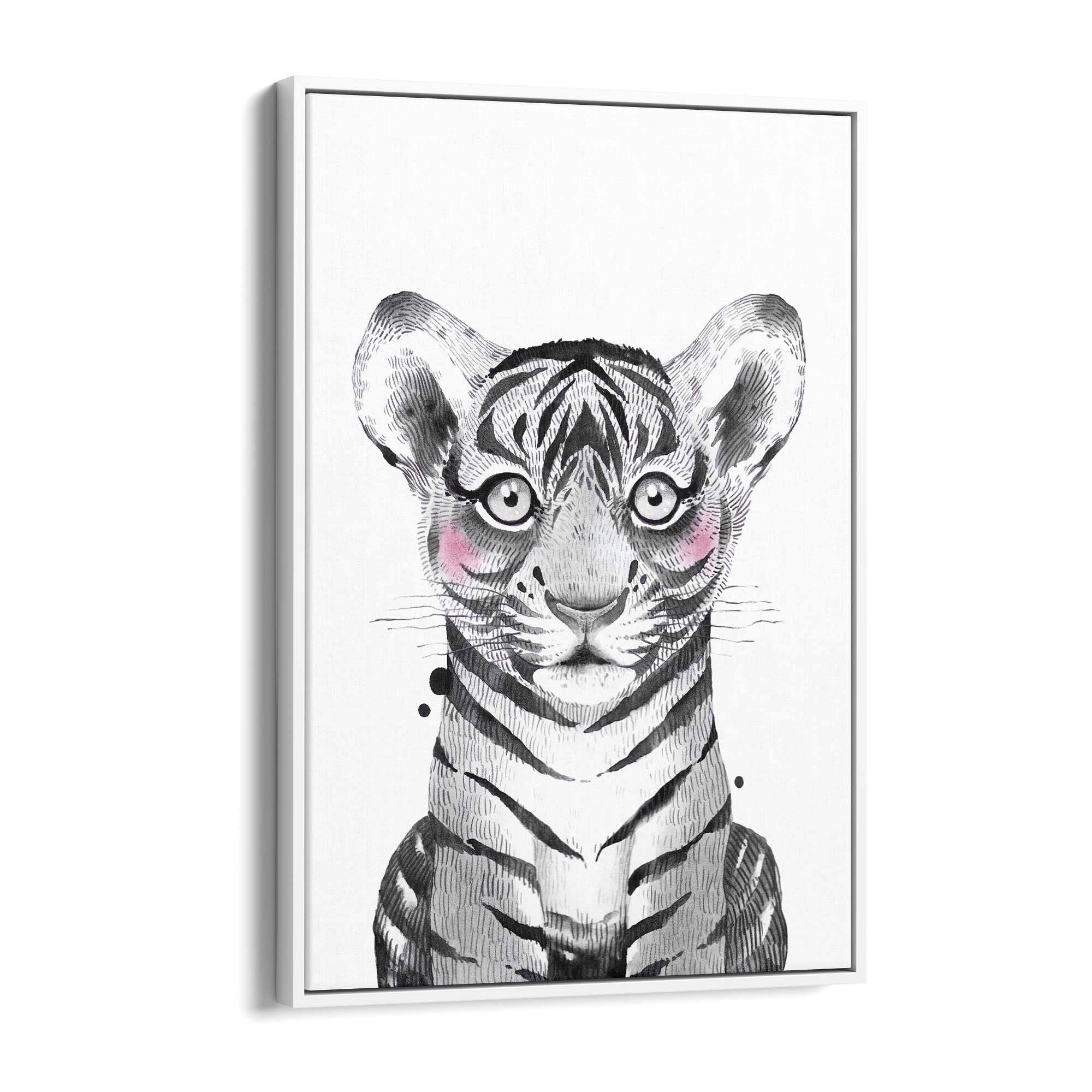 Cute Blushing Baby Tiger Nursery Animal Wall Art