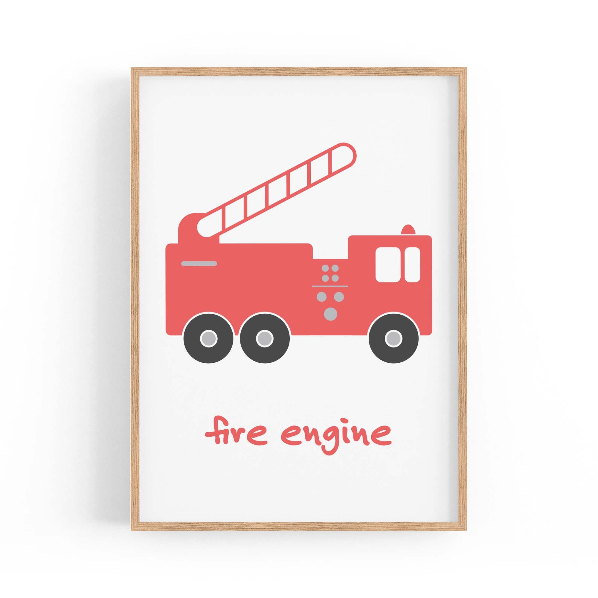 Red Fire Engine Boys Bedroom Nursery Wall Art