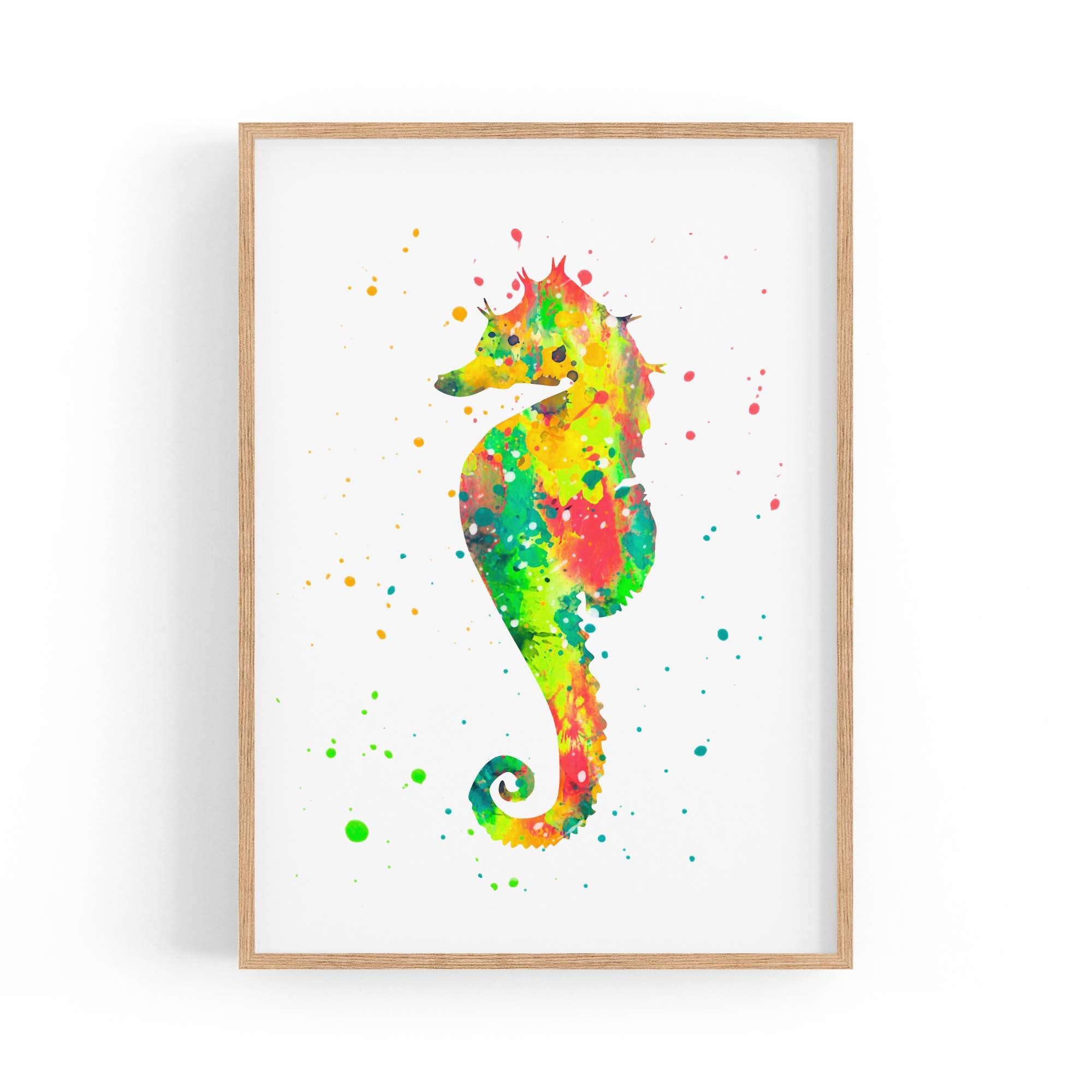 Seahorse Cartoon Sealife Nursery Baby Wall Art #1
