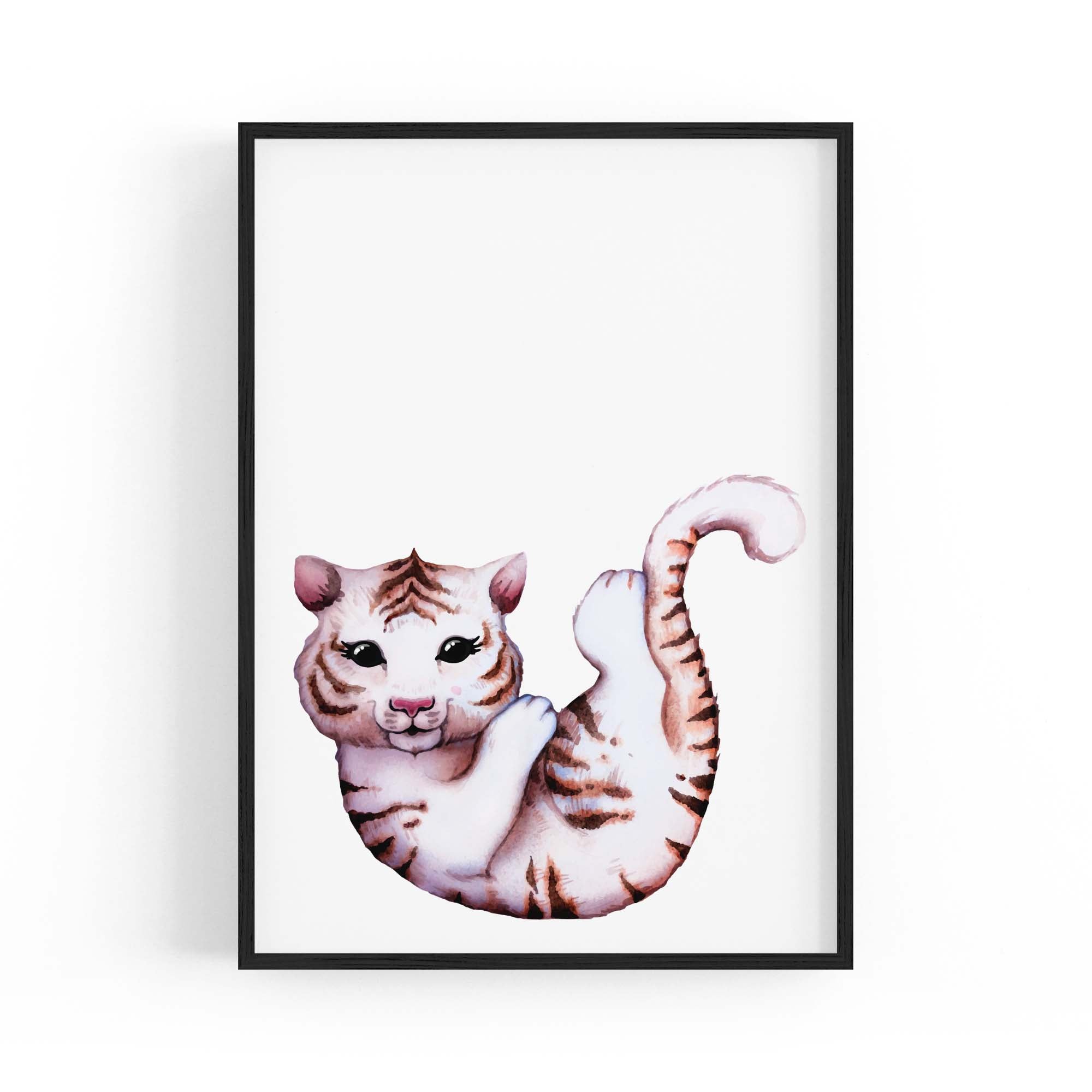 Cartoon White Tiger Cute Nursery Baby Animal Art