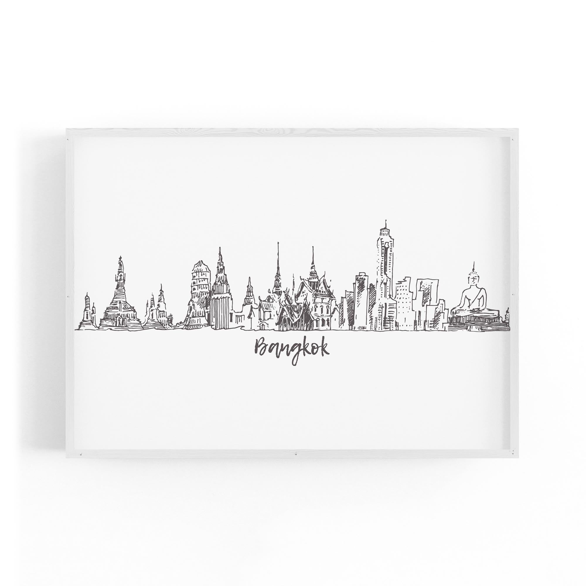 Bangkok Thailand Drawing Minimal Travel Wall Art