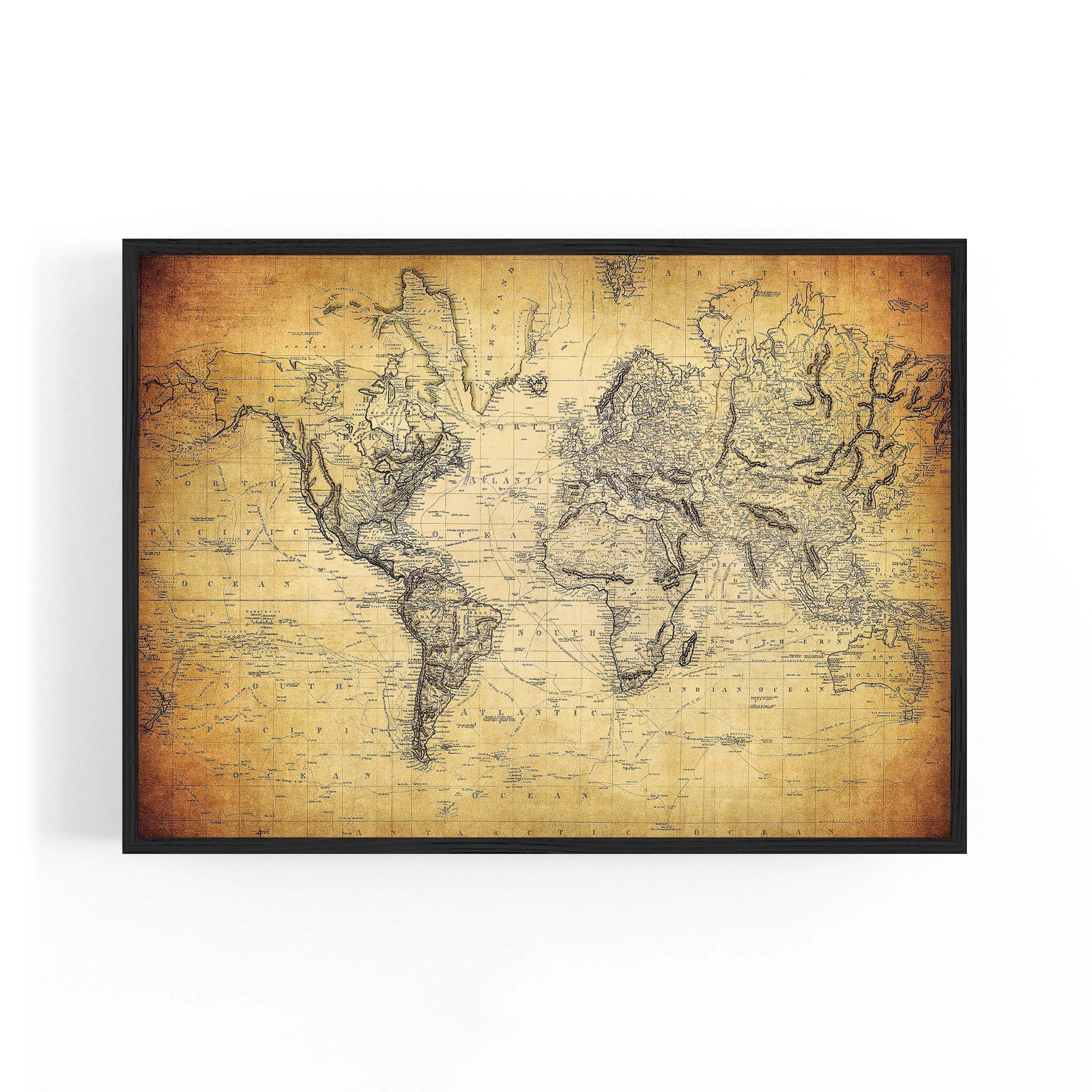 Vintage World Map Old Wall Art #2