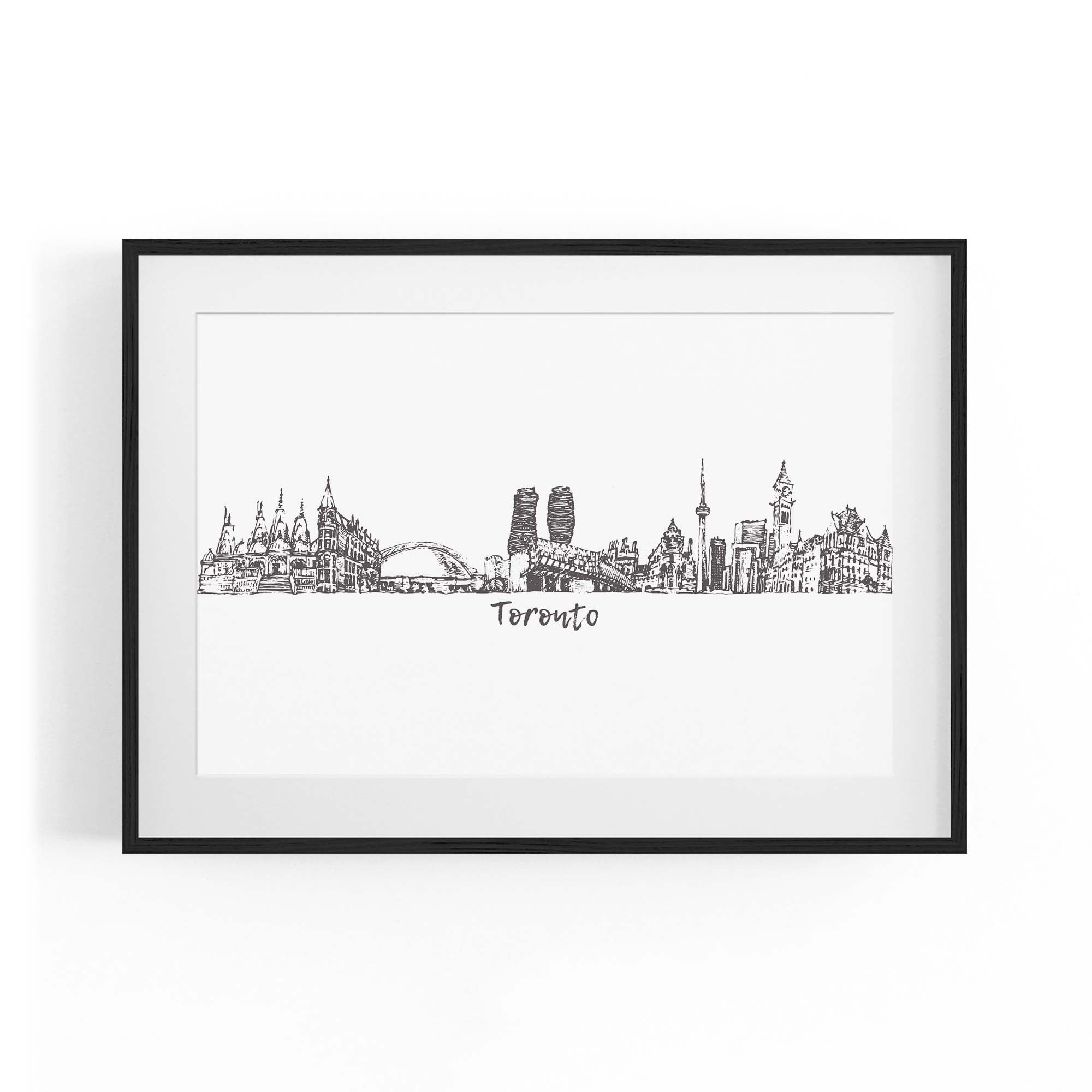 Toronto Canada Skyline Cityscape Drawing Wall Art
