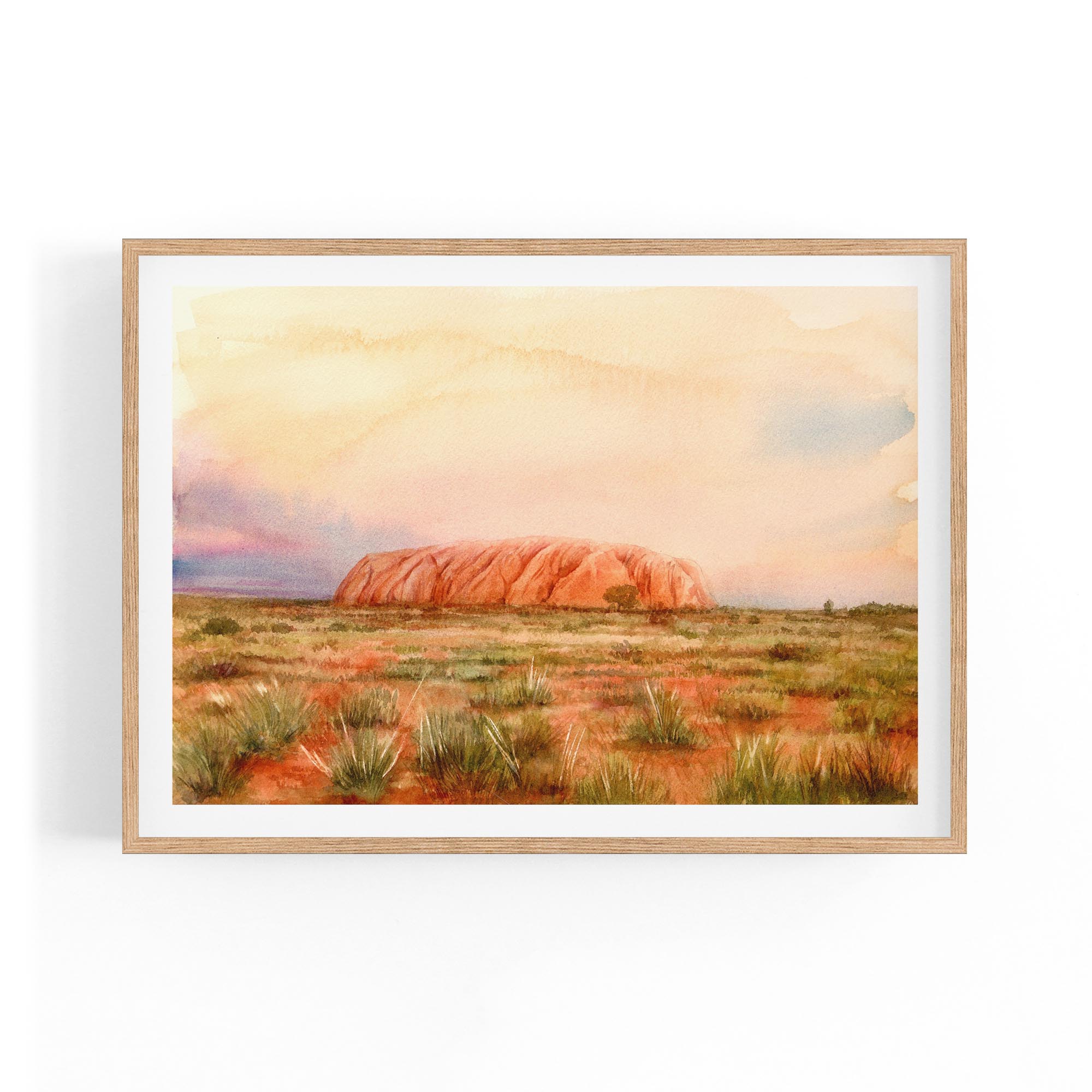 Uluru Watercolour Painting Australian Wall Art
