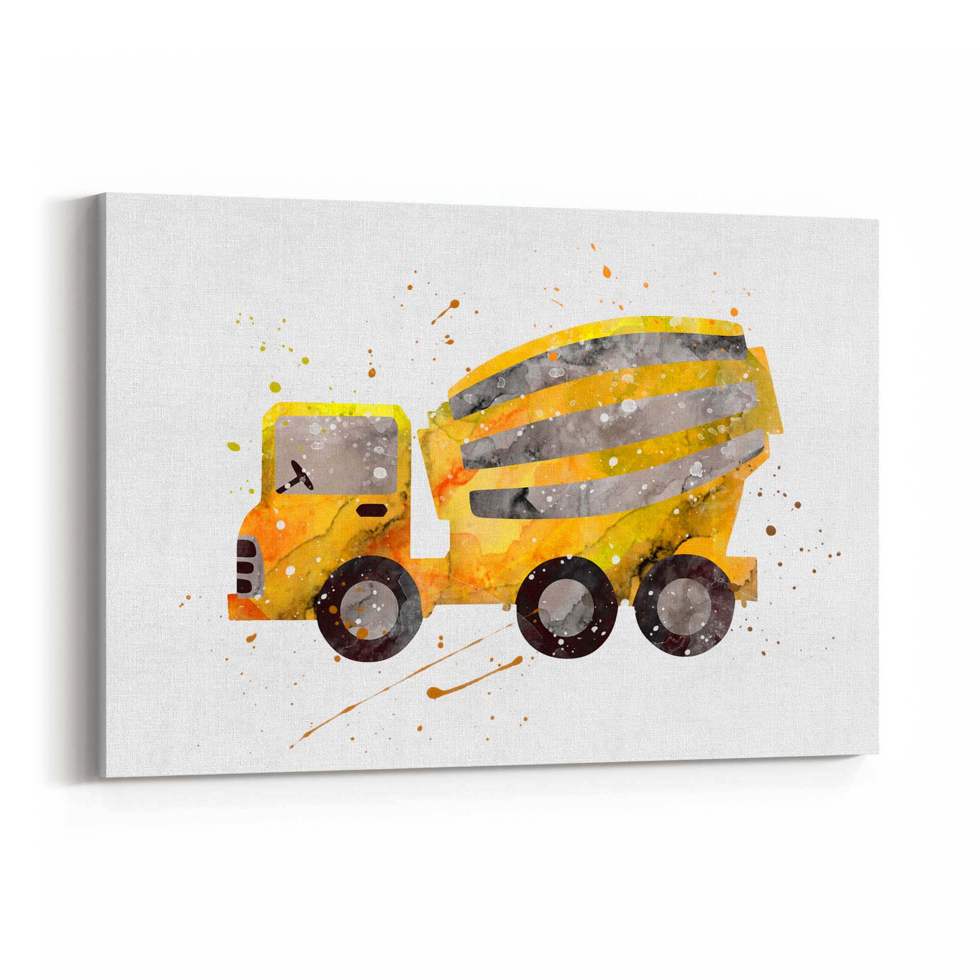 Yellow Mixer Truck Boys Bedroom Nursery Wall Art