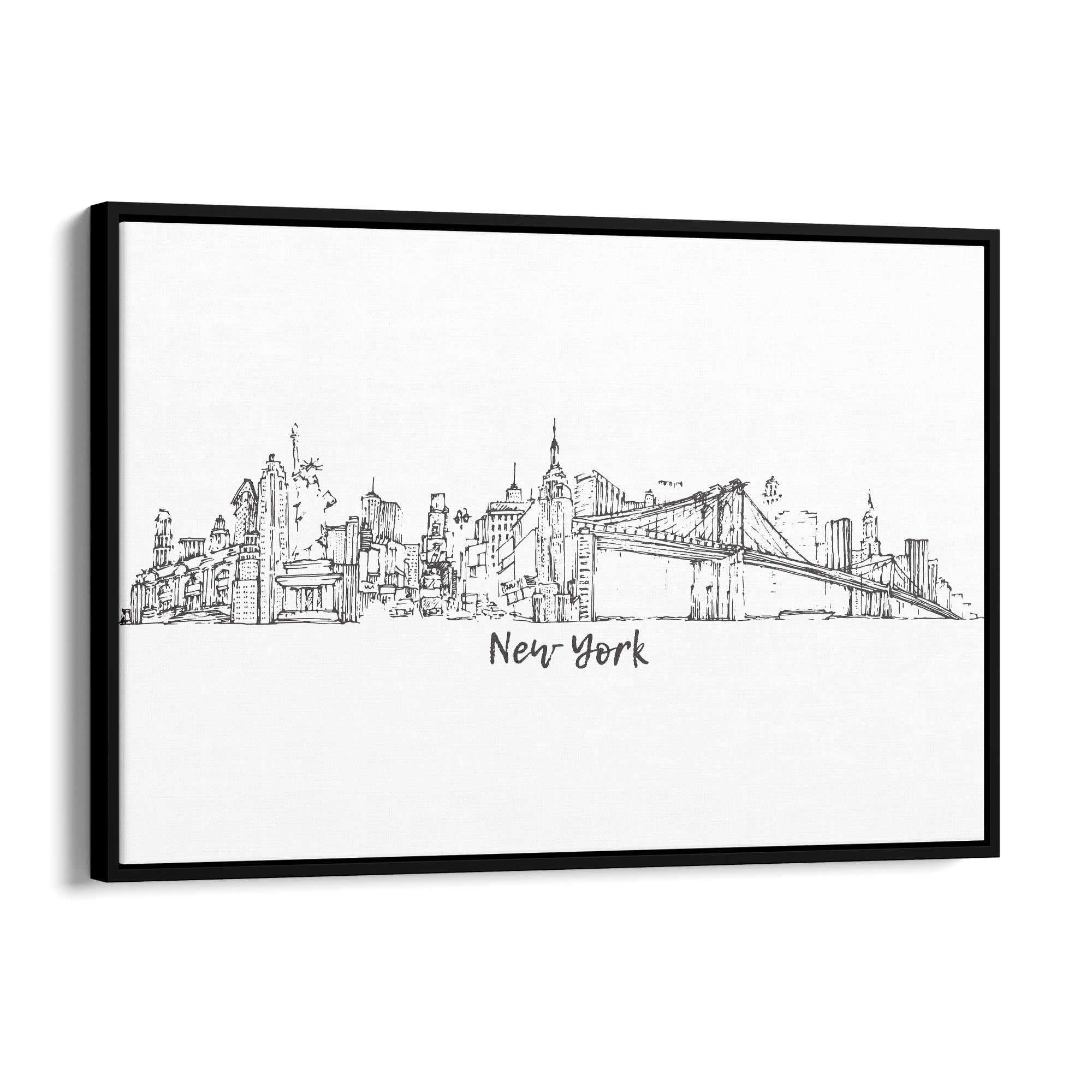 New York Cityscape Drawing Minimal Wall Art