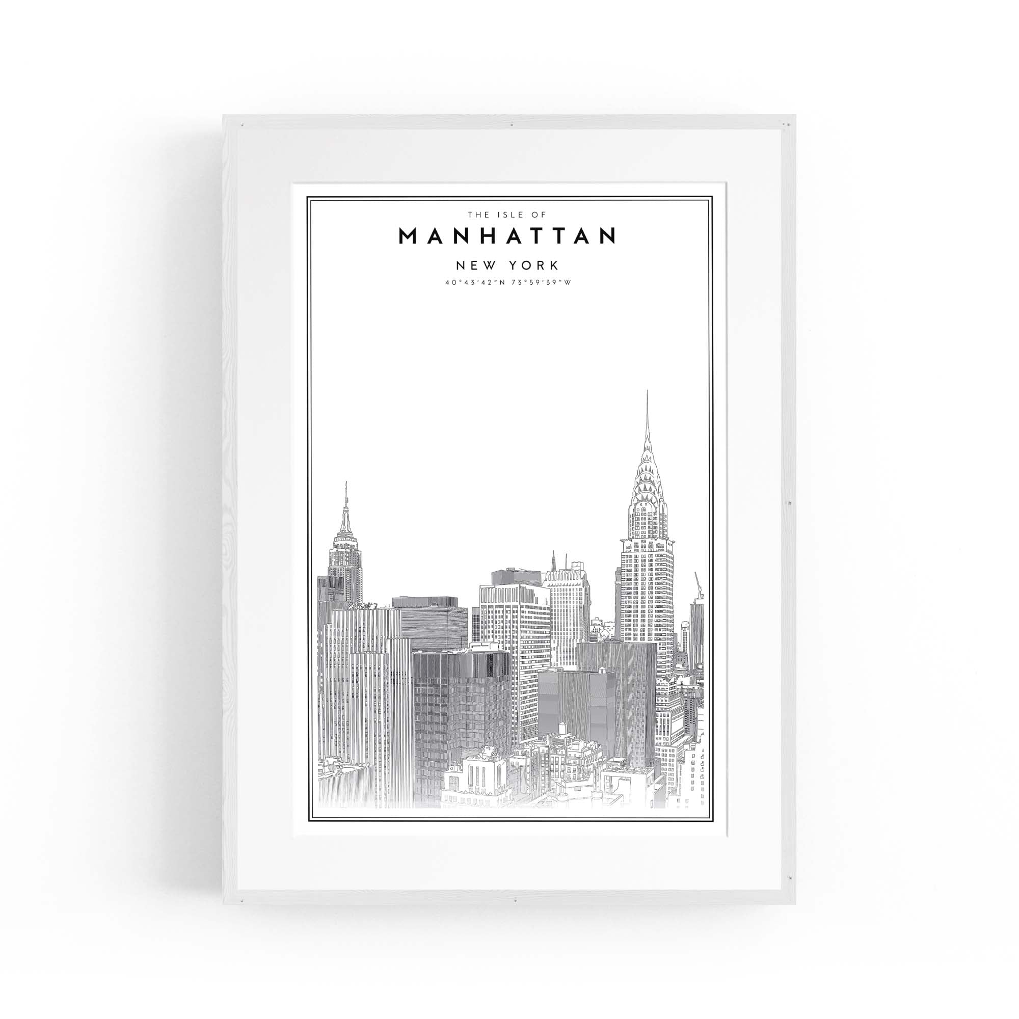 Minimal Manhattan Skyline New York Wall Art