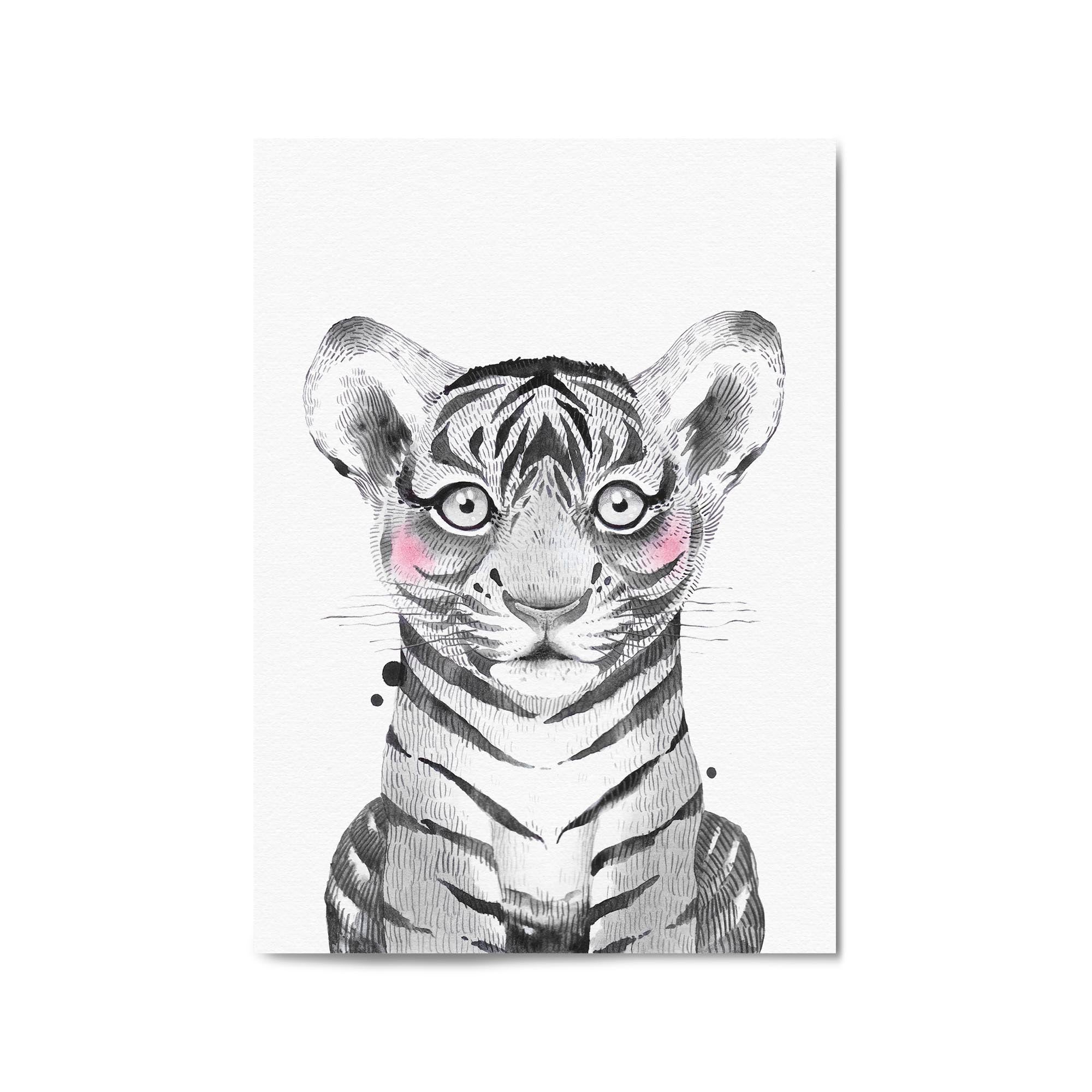 Cute Blushing Baby Tiger Nursery Animal Wall Art