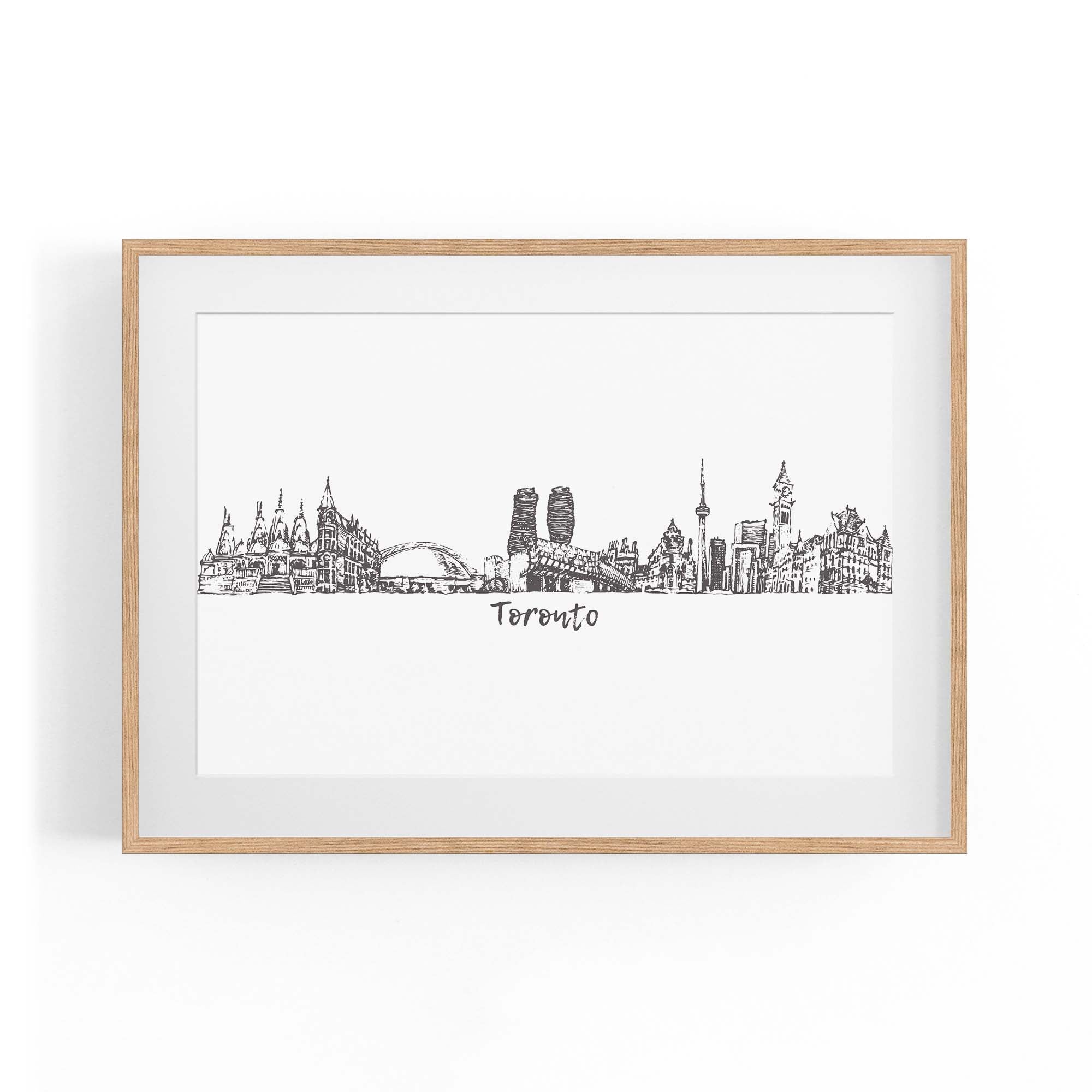 Toronto Canada Skyline Cityscape Drawing Wall Art
