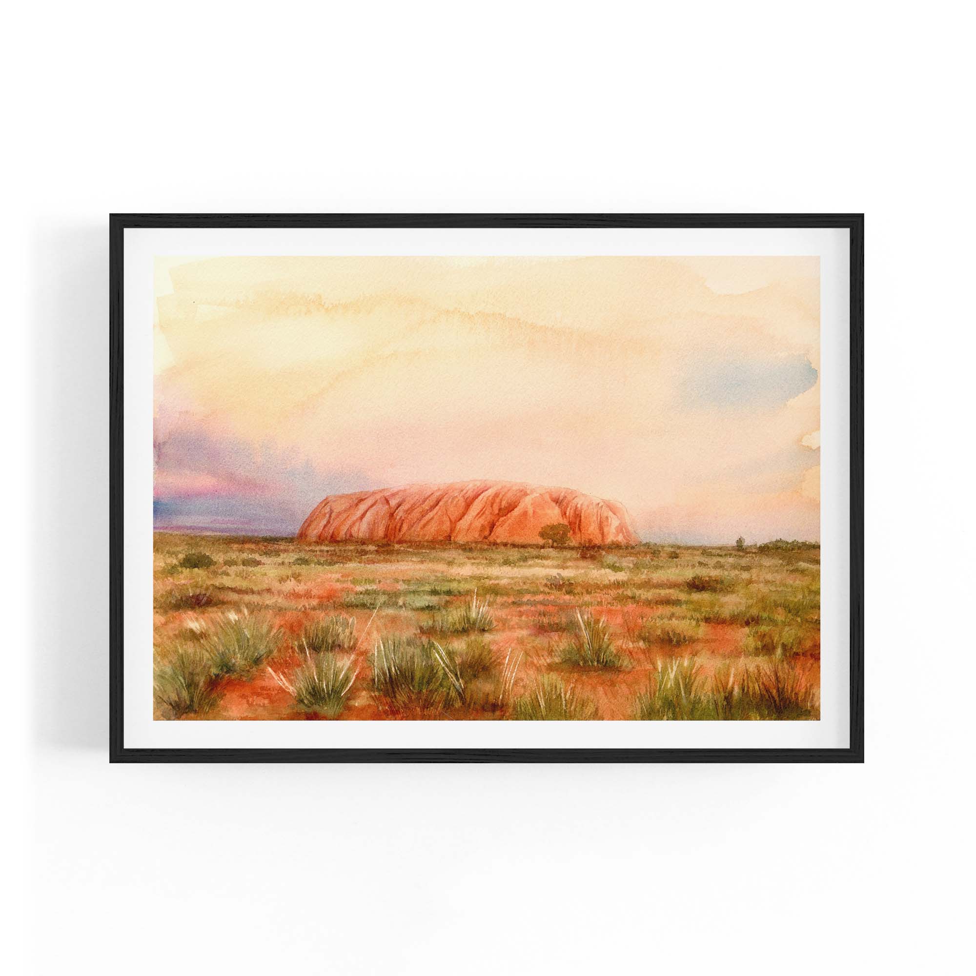 Uluru Watercolour Painting Australian Wall Art