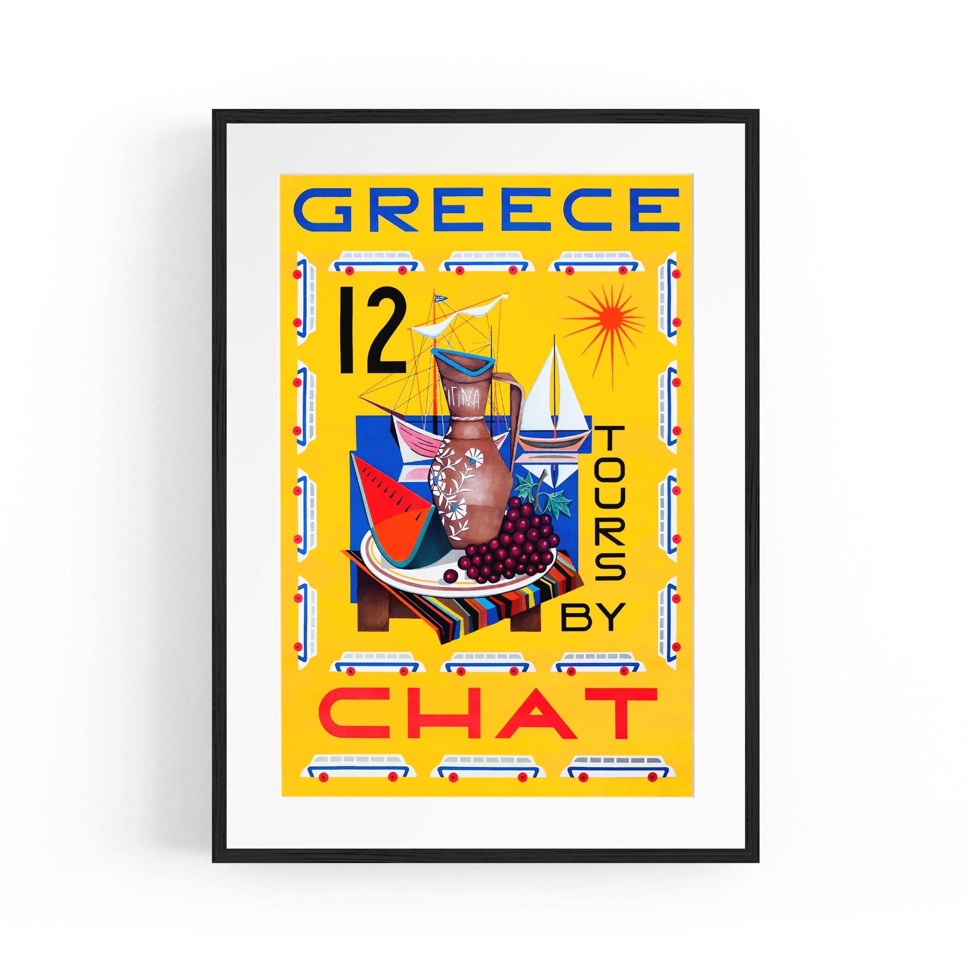 Greece Tours Vintage Travel Advert Wall Art