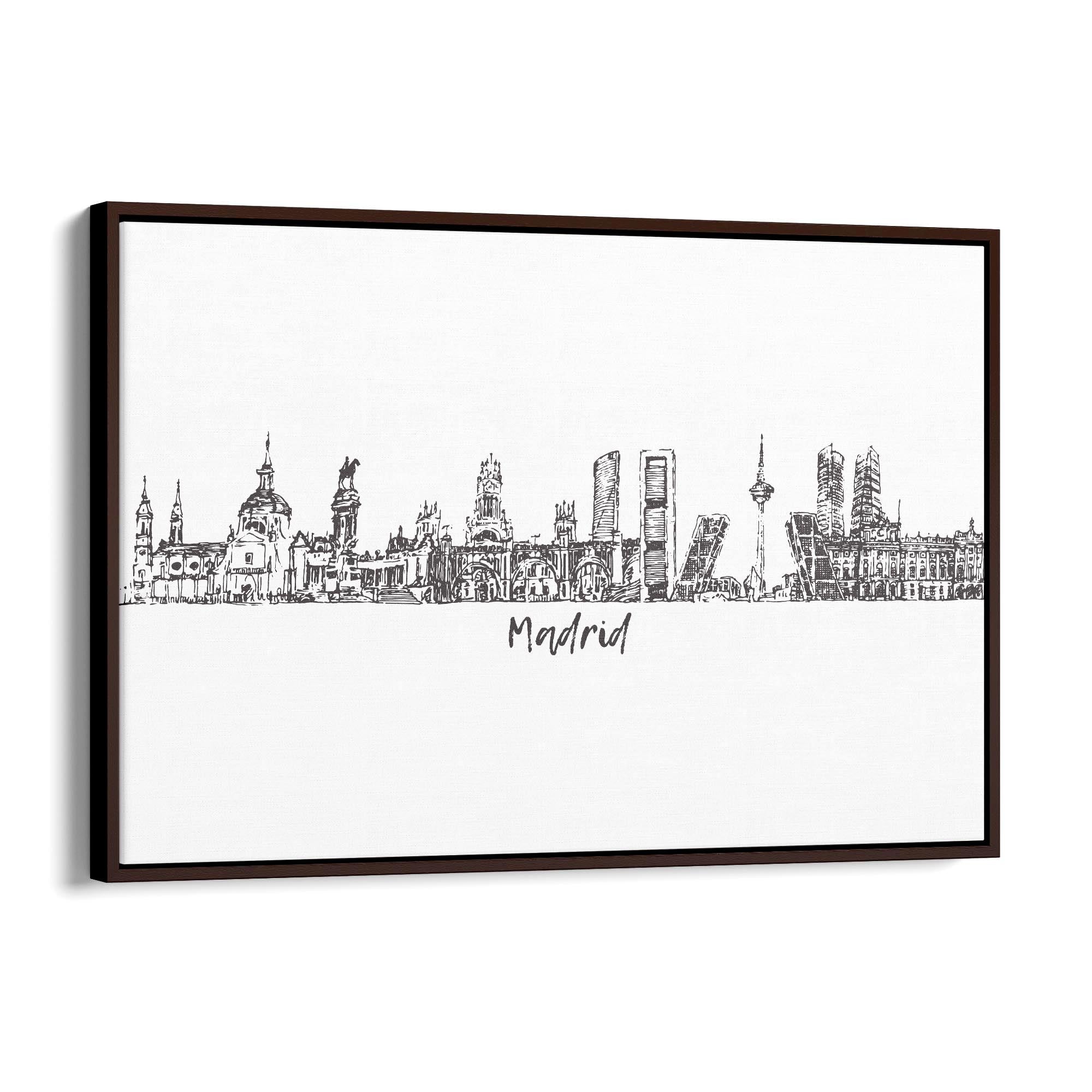 Madrid Spain Cityscape Drawing Travel Wall Art