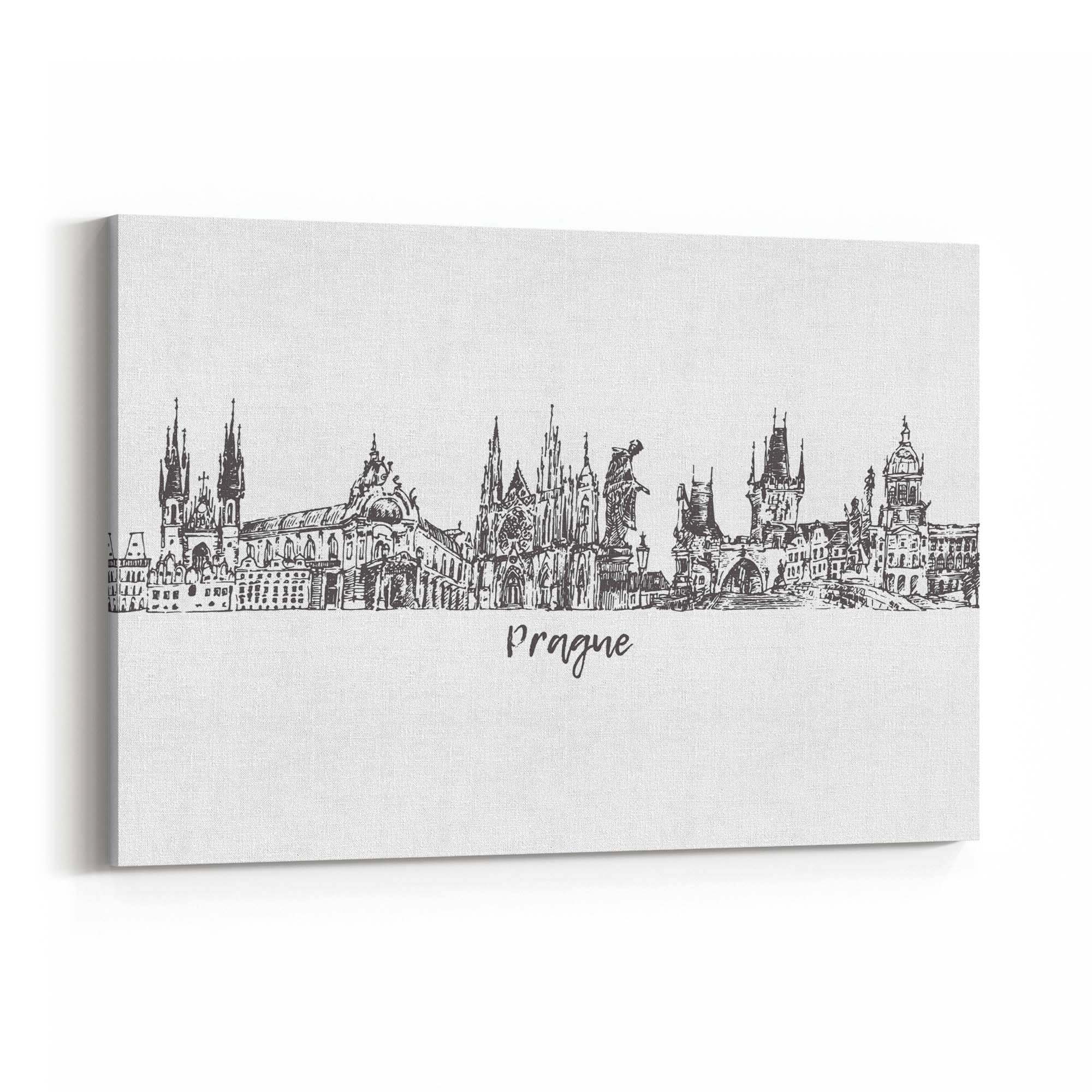 Prague Czech Cityscape Minimal Painting Wall Art #3